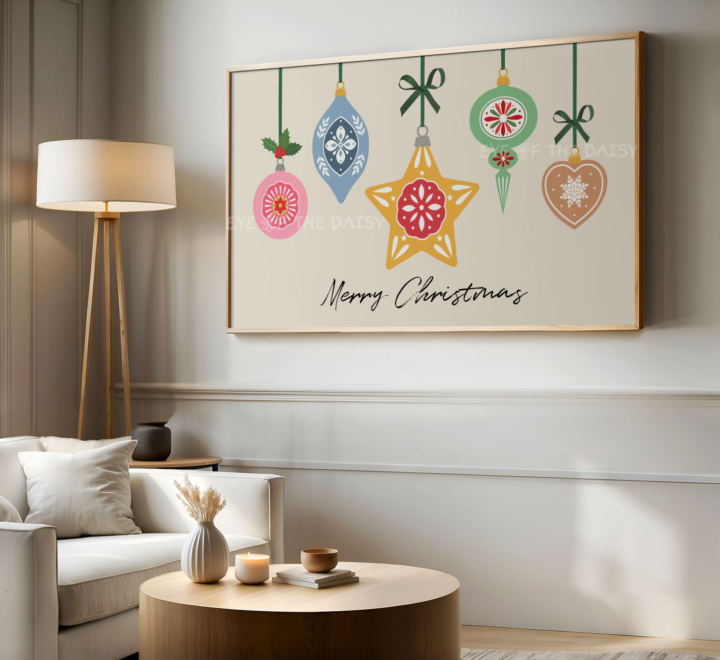Merry Christmas Ornaments 4K TV Art | Colourful Holiday 4K Art for TV Screen