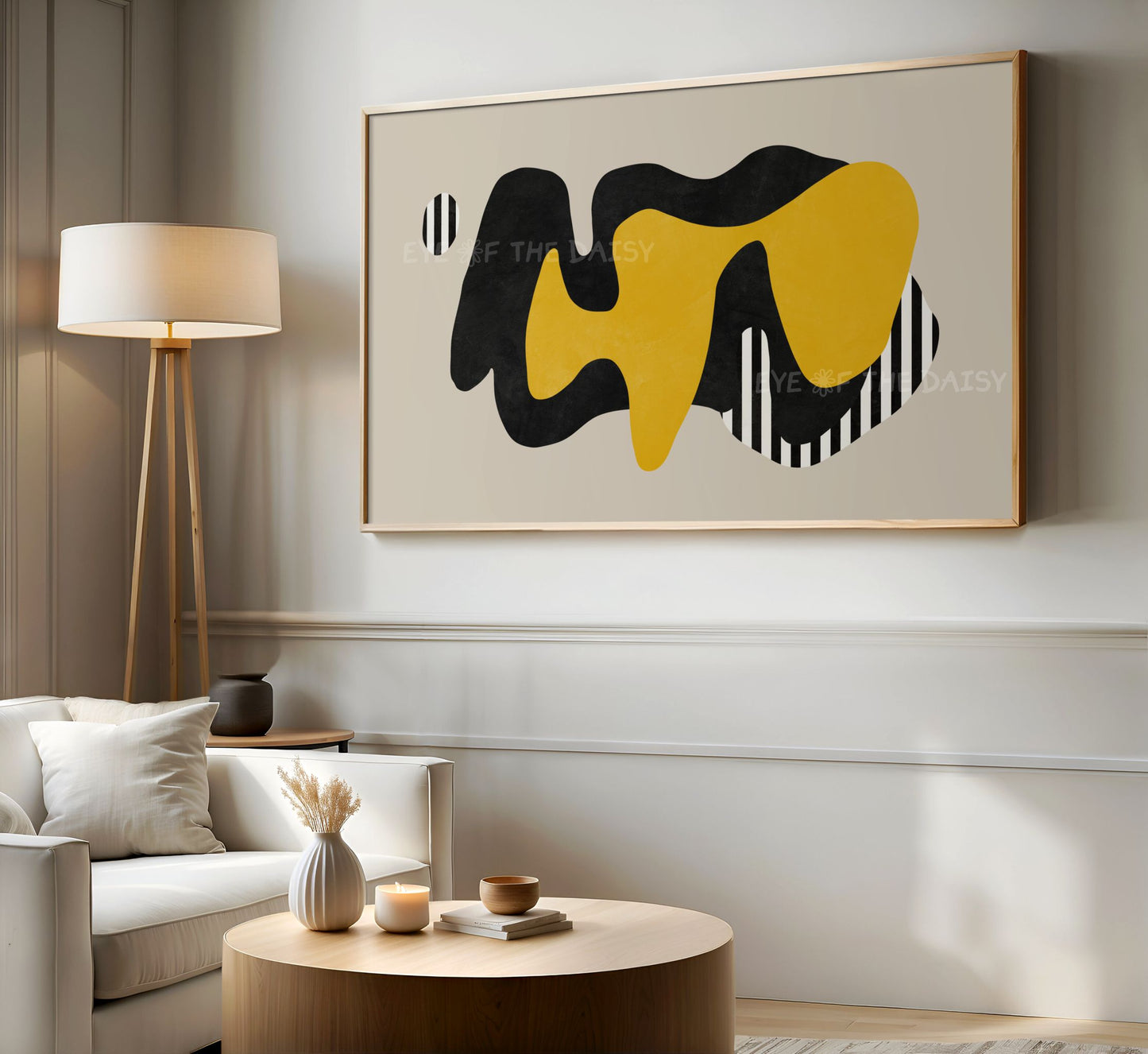 Mustard Yellow & Black Abstract 4K TV Art | Contemporary Shapes Art for TV Screen
