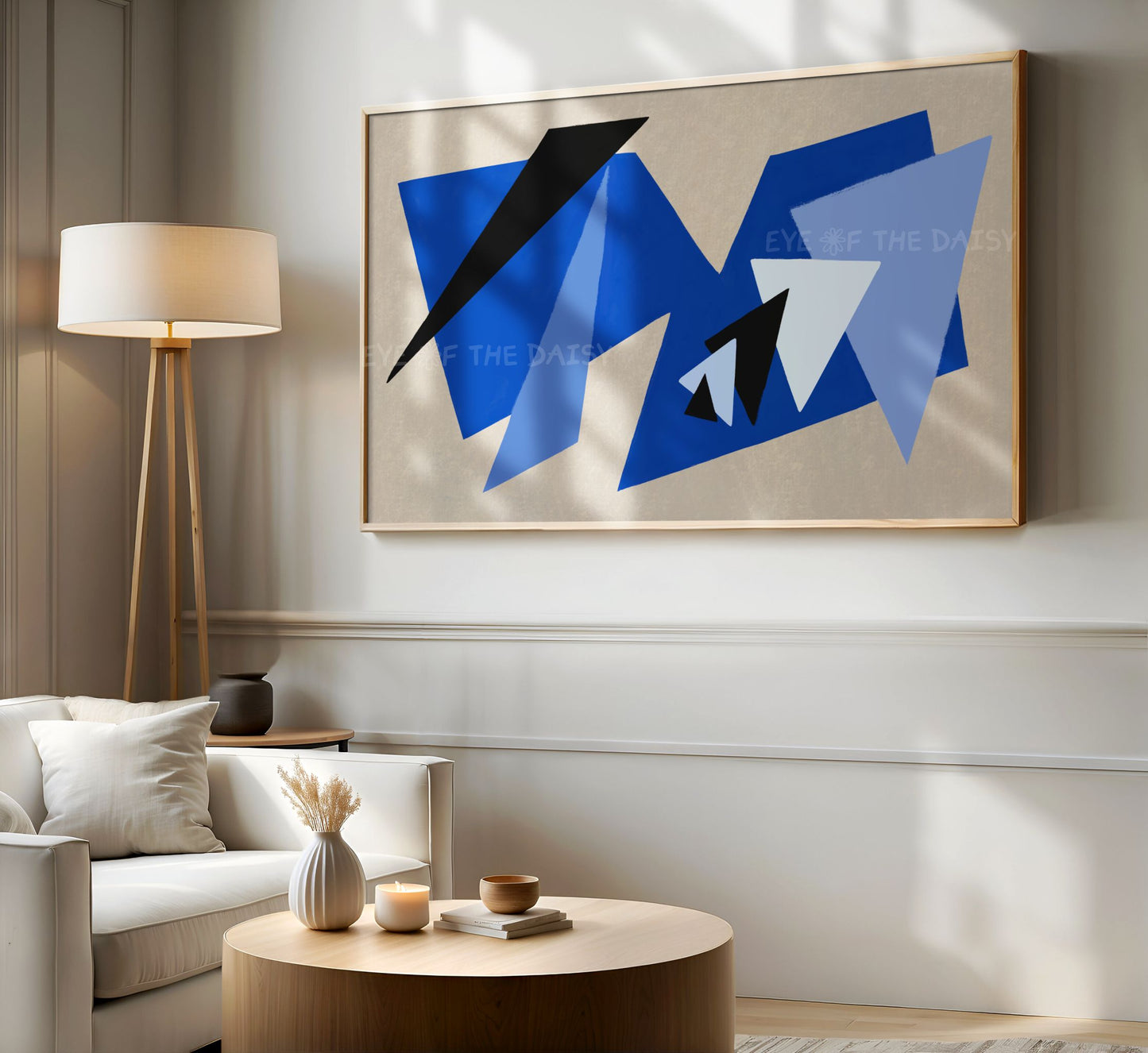 Royal Blue Beige Contemporary Abstract 4K TV Art | Modern Shapes Art for TV Screen