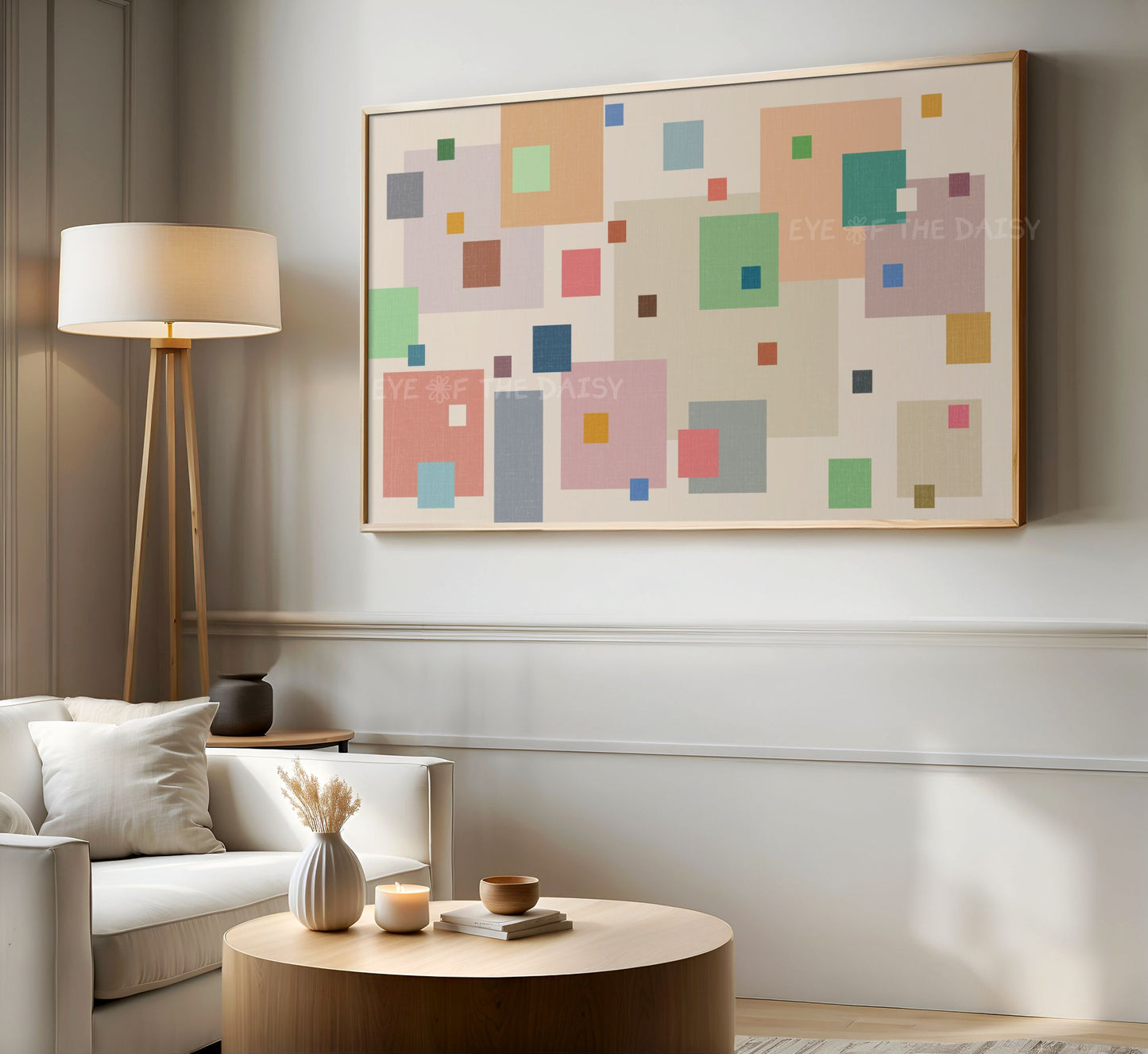 Pastel Colourful Squares Abstract 4K TV Art | Minimal Mid Century Modern Art for TV Screen