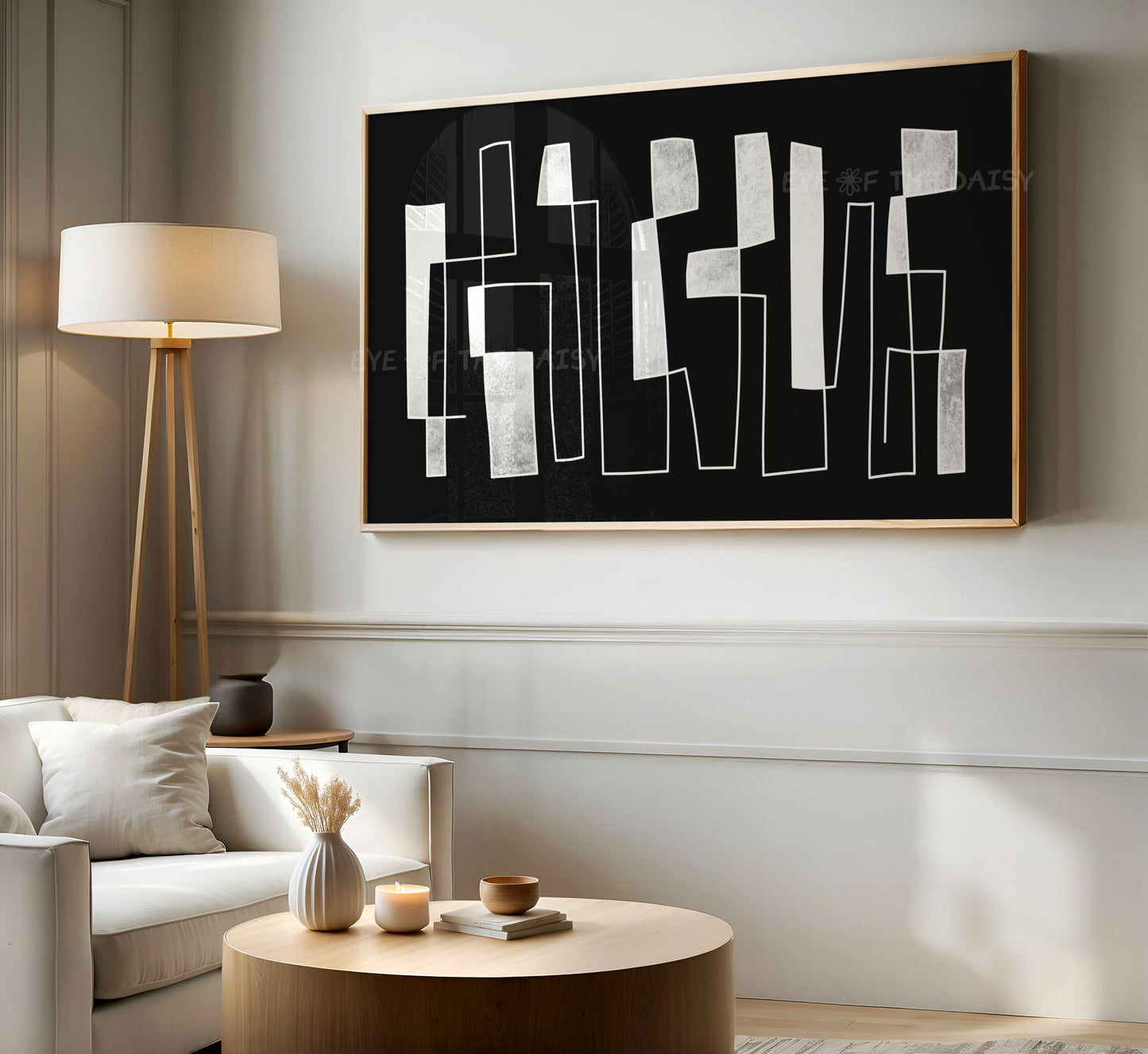 Black & White Contemporary Line Abstract 4K TV Art | Mid Century Modern TV Artwork 4K