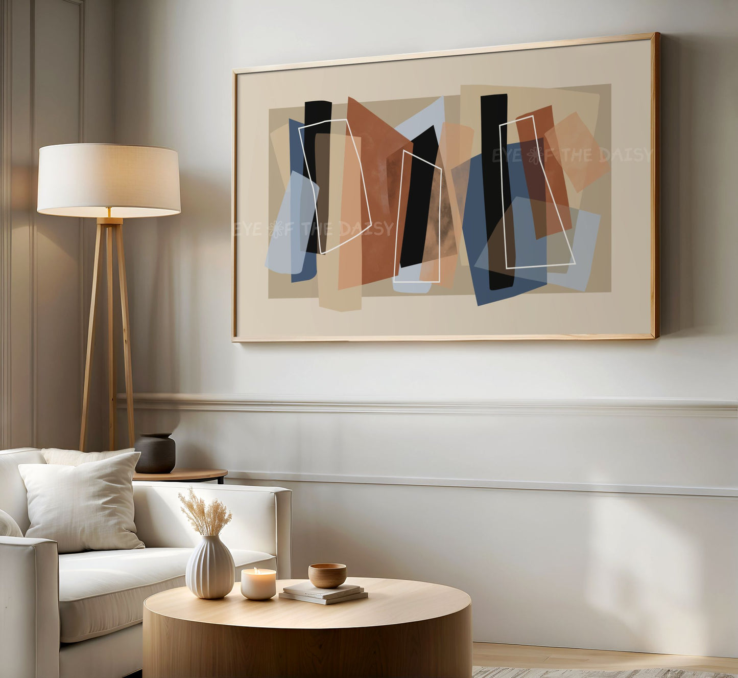 Brown & Blue Modern Abstract 4K TV Art | Neutral Contemporary Art for TV Screen