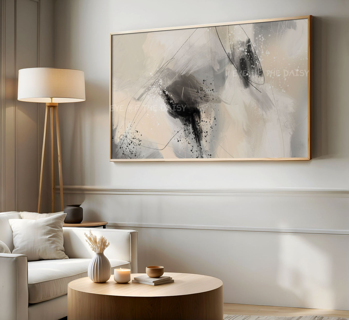 Neutral Abstract Expressionist 4K TV Art | Contemporary Digital Painting for TV Screen