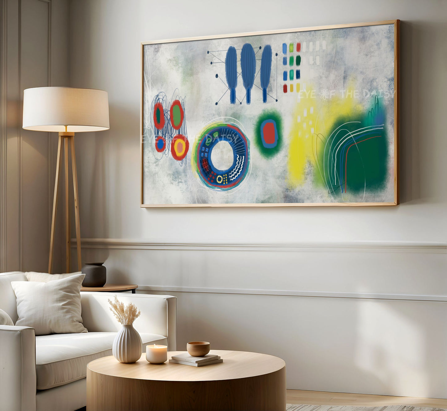 Green Yellow Blue Red Contemporary Abstract 4K TV Art | Quirky Modern TV Art 4K