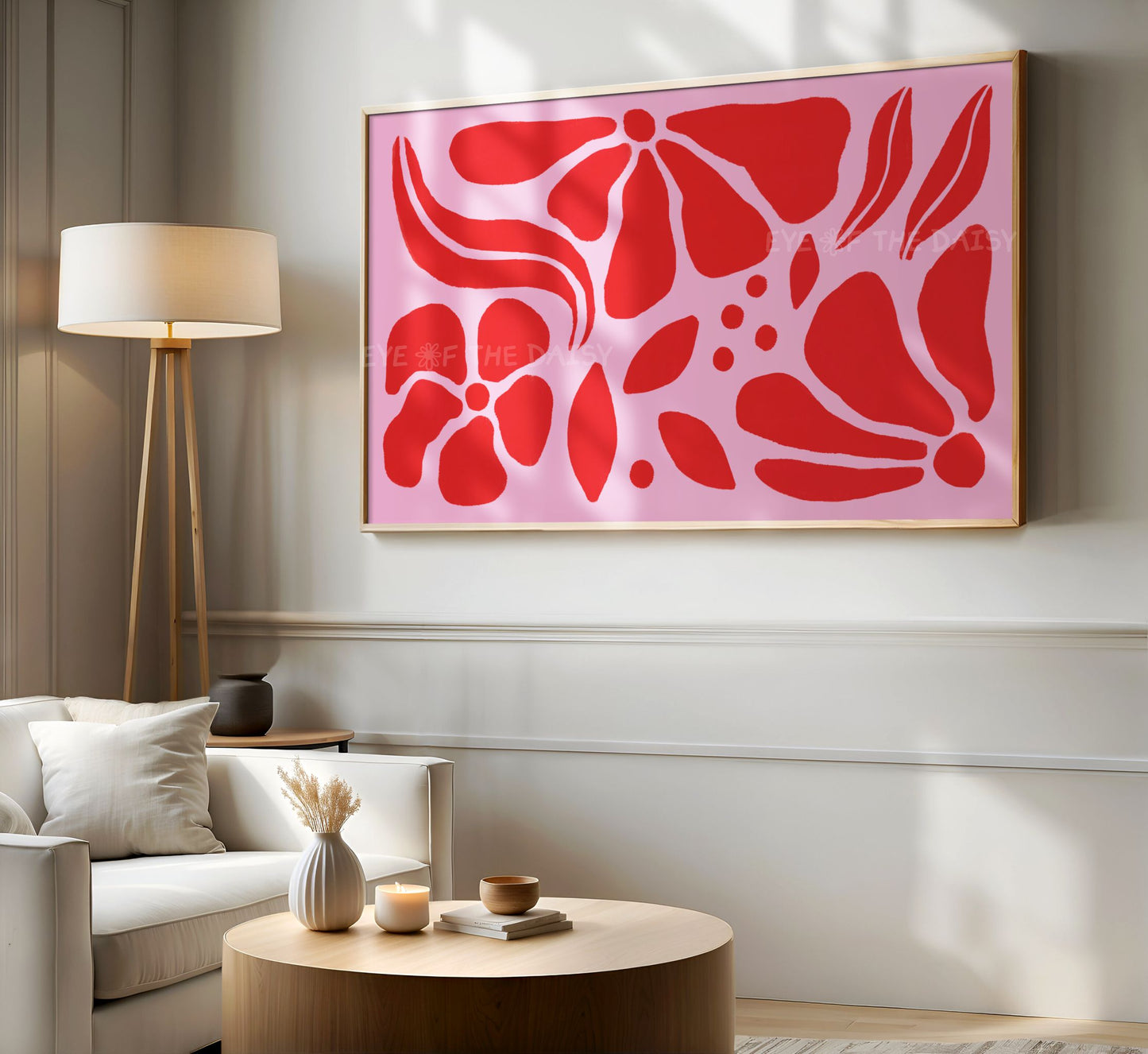 Red Pink Abstract Botanical 4K TV Art | Vibrant Maximalist Floral Art for TV Screen