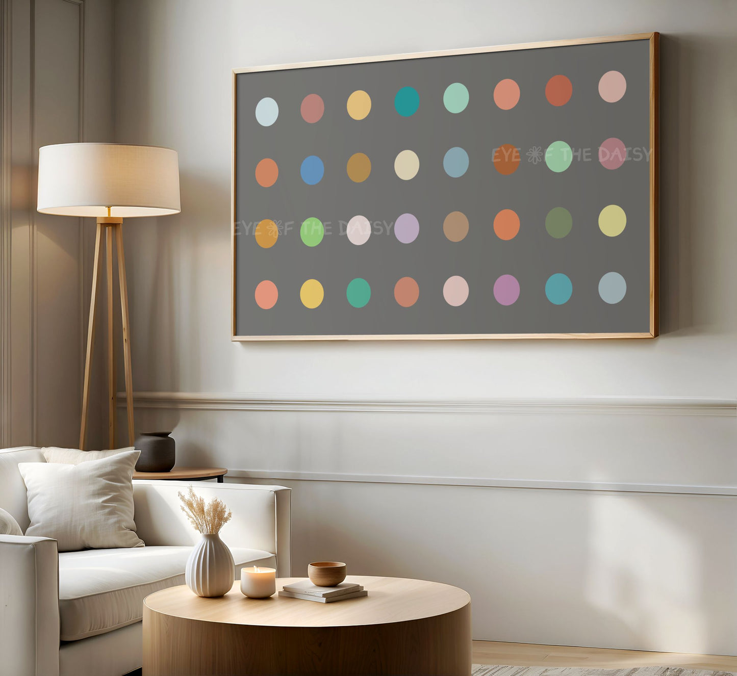 Grey Pastel Coloured Dots Abstract 4K TV Art | Minimal Contemporary Art for TV Screen