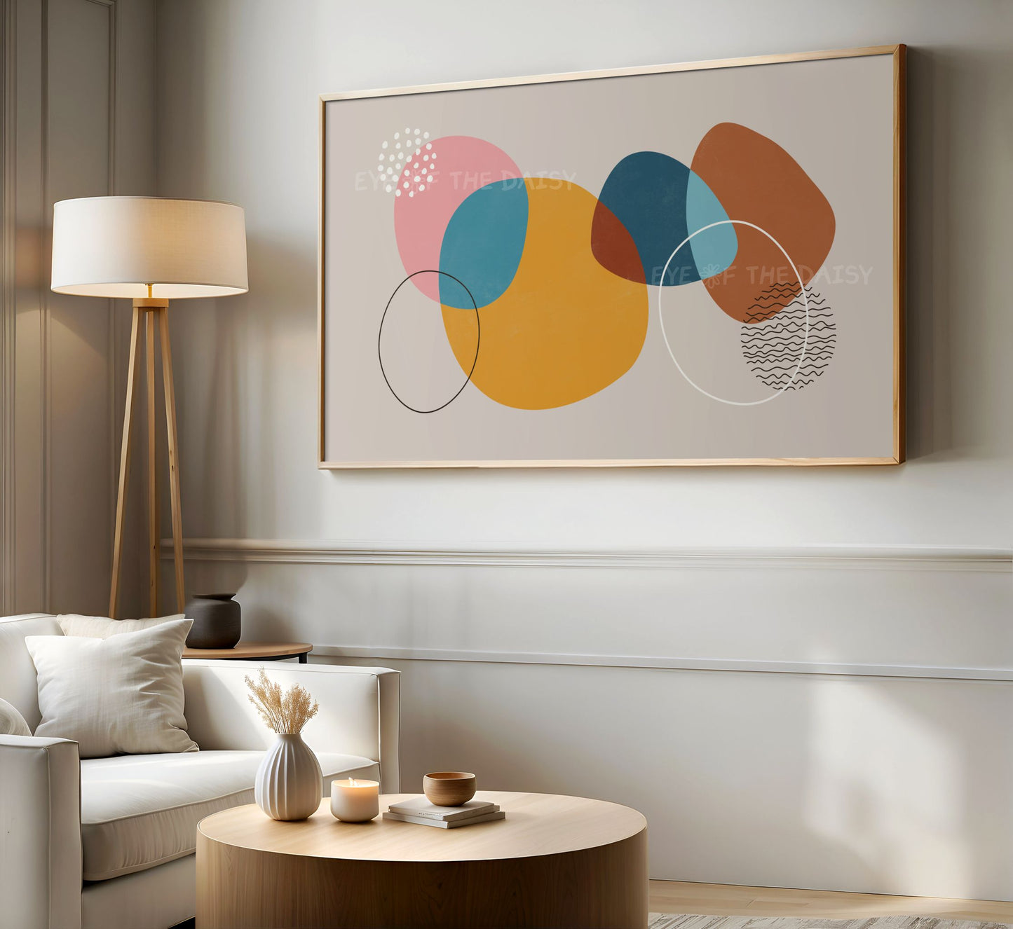 Mustard Teal Pink Contemporary Abstract 4K TV Art | Modern Art for TV Screen