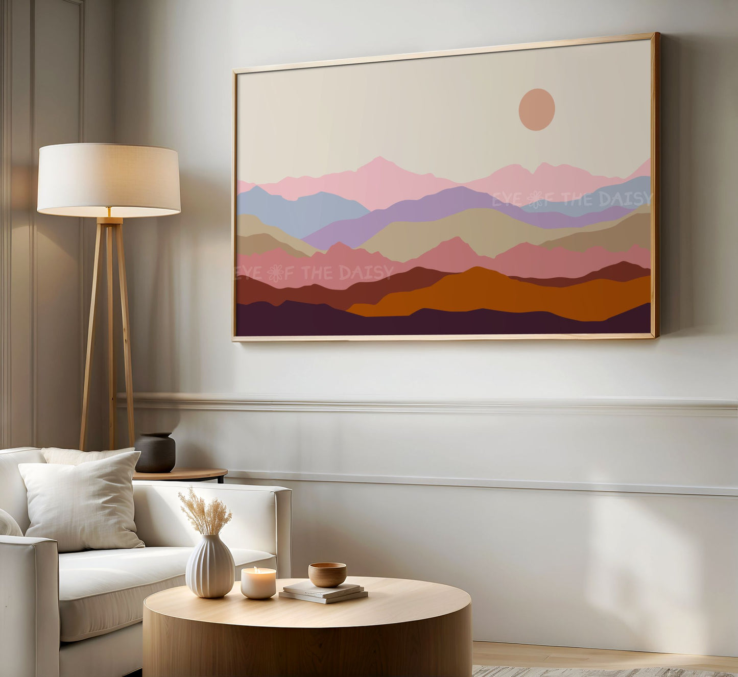 Boho Mountain Landscape TV Art 4K | Mid Century Modern 4K Art for TV Screen