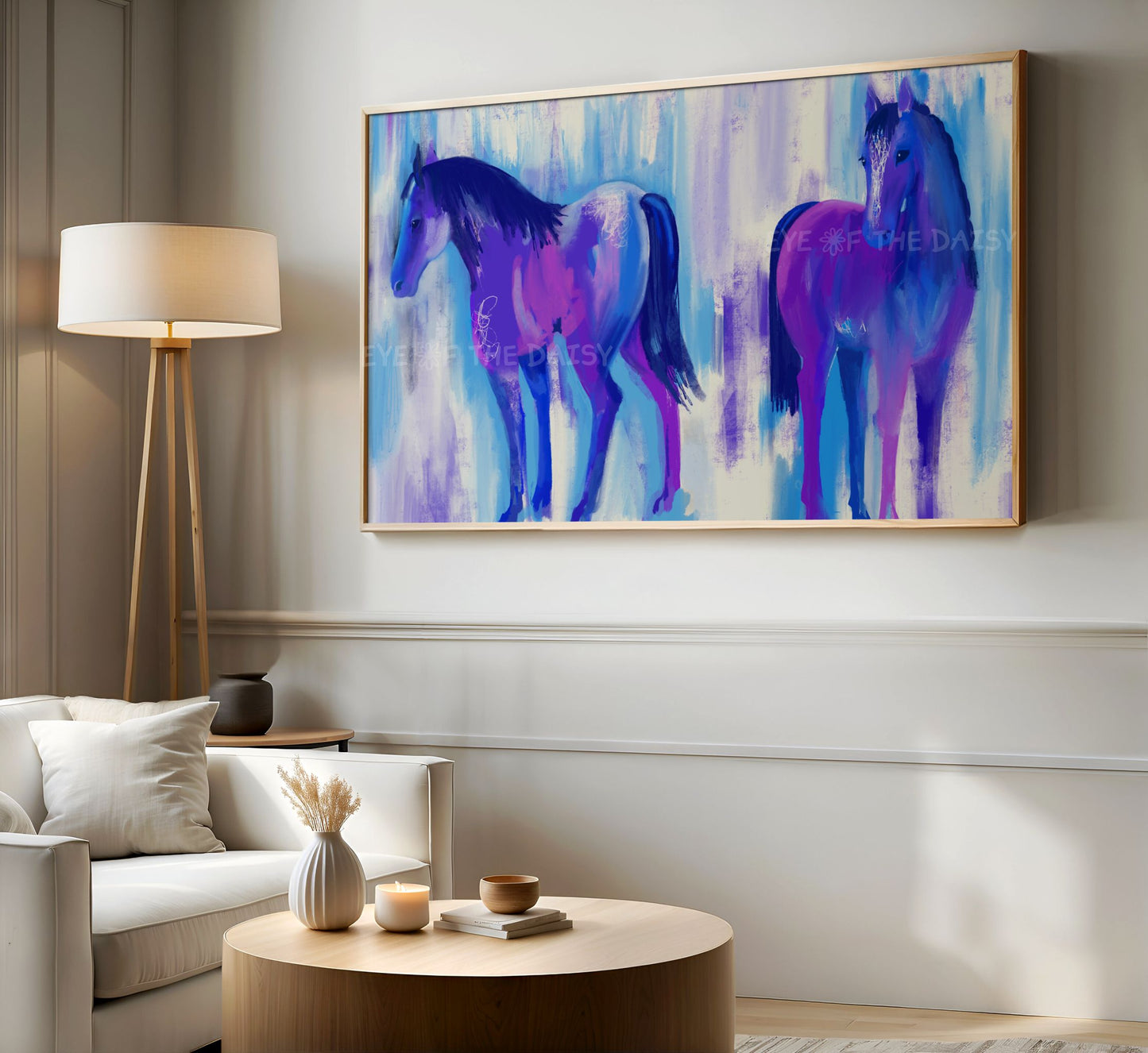 Blue Purple Abstract Horses 4K TV Art | Vibrant Contemporary TV Art 4K Digital Painting