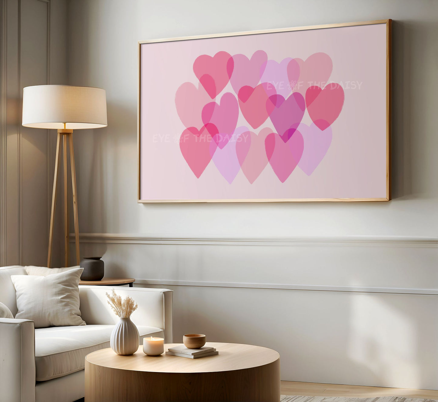 Pink Abstract Hearts 4k TV Art | Minimal Modern Hearts 4K Artwork for TV Screen