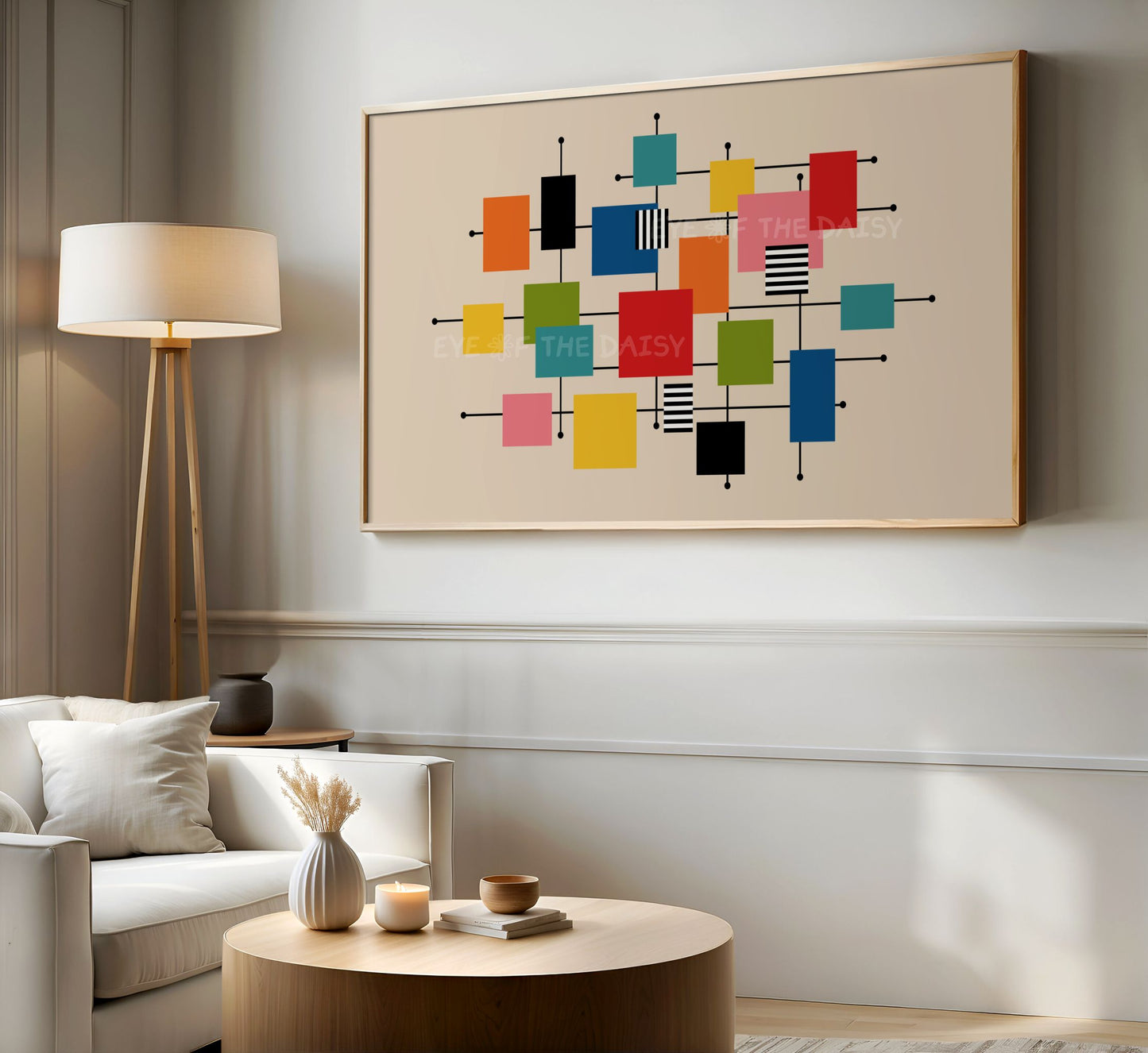 Mid Century Modern Geometric 4K TV Art | Colourful Squares Abstract TV Art 4K