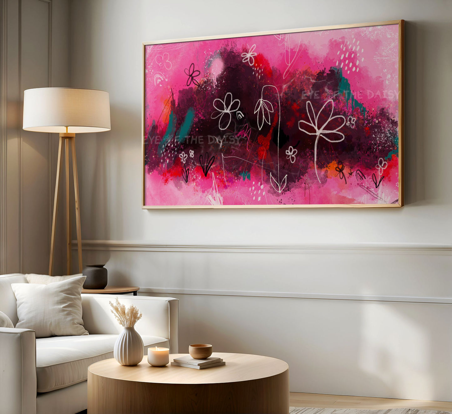 Bright Pink Black Abstract Expressionist TV Art 4K | Contemporary Digital Painting 4K TV Art