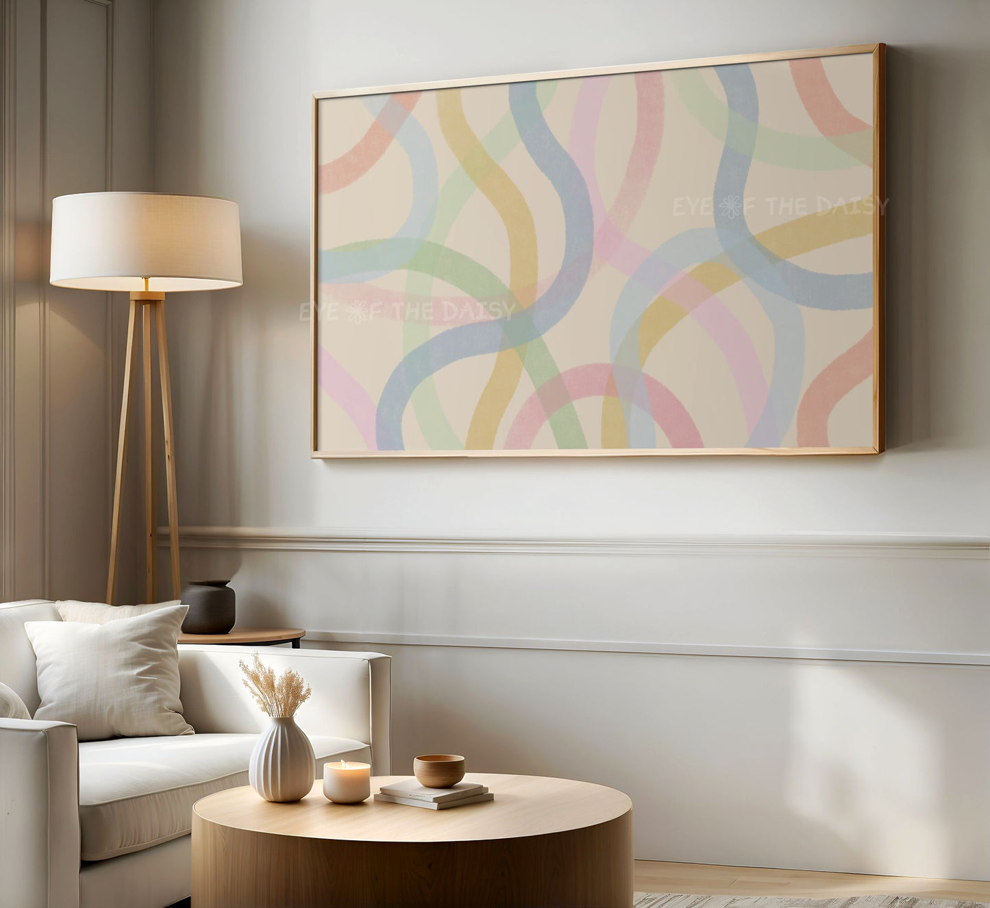 Minimal Colourful Wiggly Lines 4K TV Art | Pastel Contemporary 4K Art for TV Screen