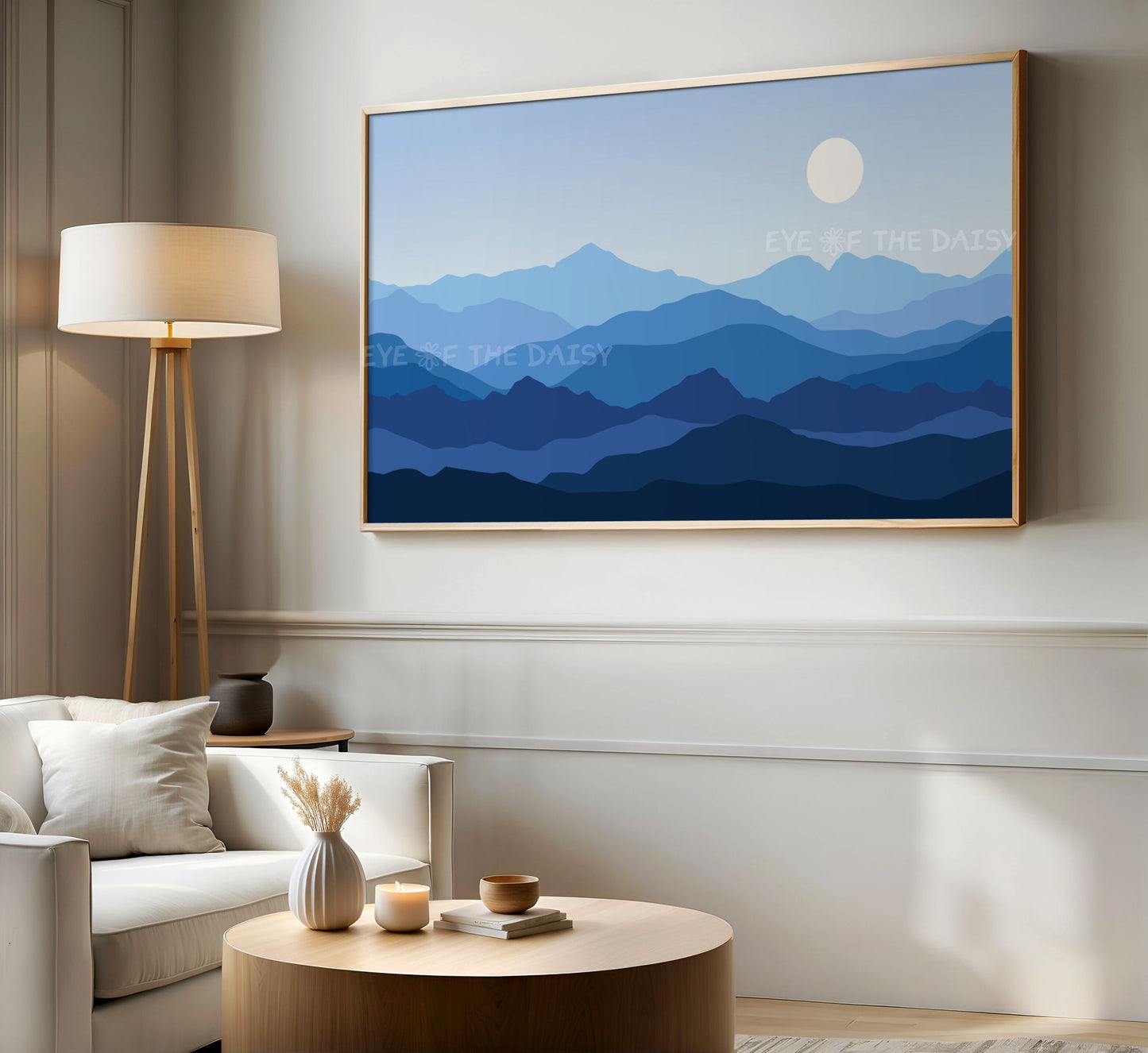 Blue Abstract Mountains 4K TV Art | Minimal Landscape Art for TV Screen