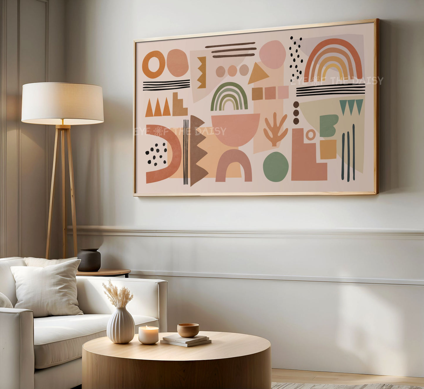 Boho Abstract Shapes 4K TV Art | Beige Terracotta Warm Tone Boho 4K Art for TV Screen