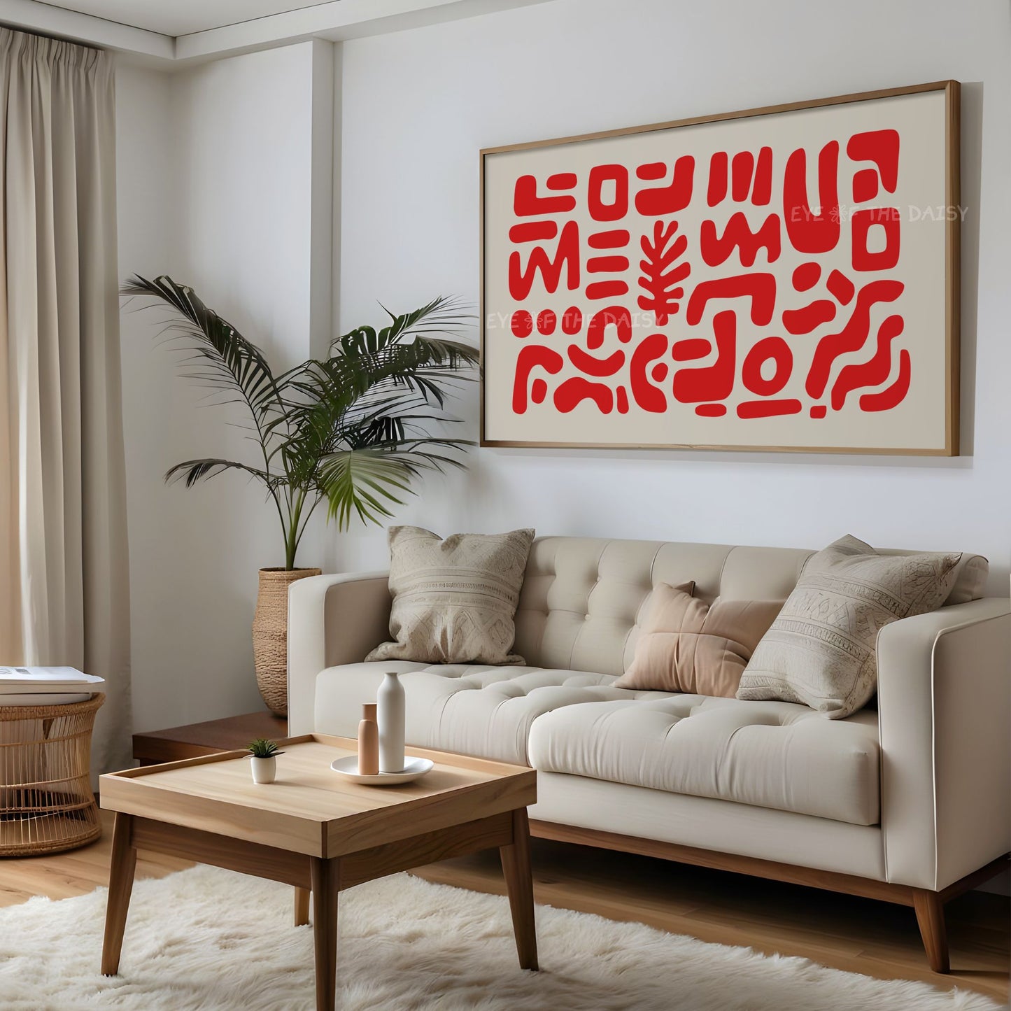 Red & Beige Abstract Cut-Out Shapes 4K TV Art | Contemporary Modern 4K Art for TV Screen