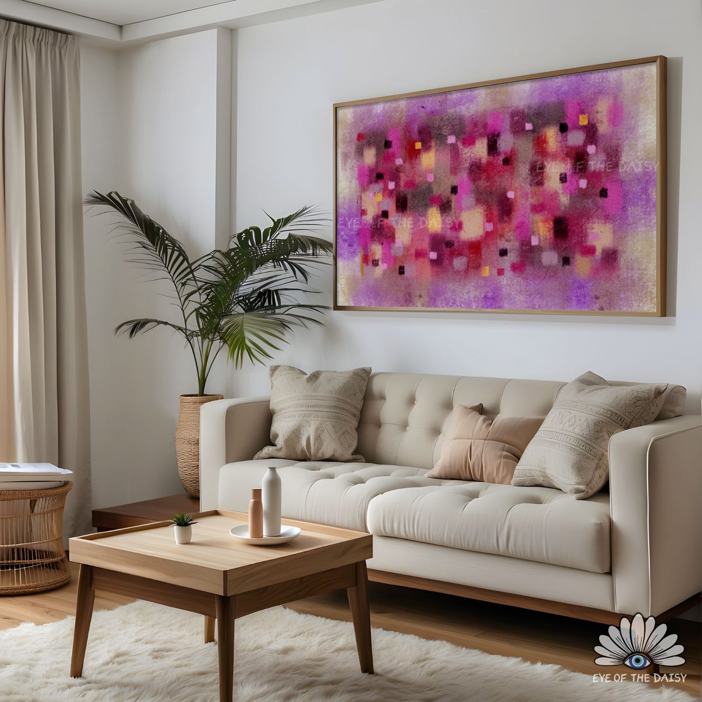 Hand drawn 4K TV screen art, abstract expressionist brushstroke digital painting in purple burgundy mustard