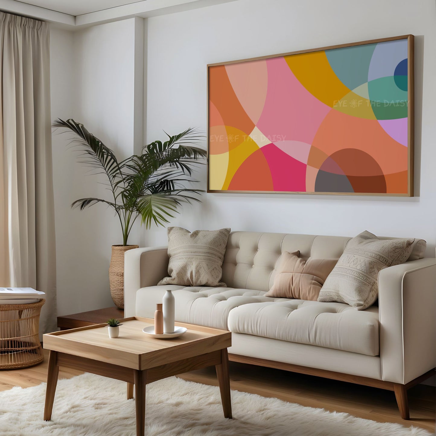 Pink Mustard Yellow Abstract 4K TV Art | Geometric Contemporary Art for TV Screen 4K