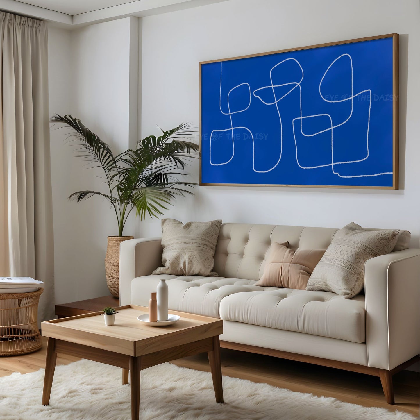 Royal Blue Modern Abstract 4K TV Art | Vibrant Blue Contemporary Line Art for TV Screen