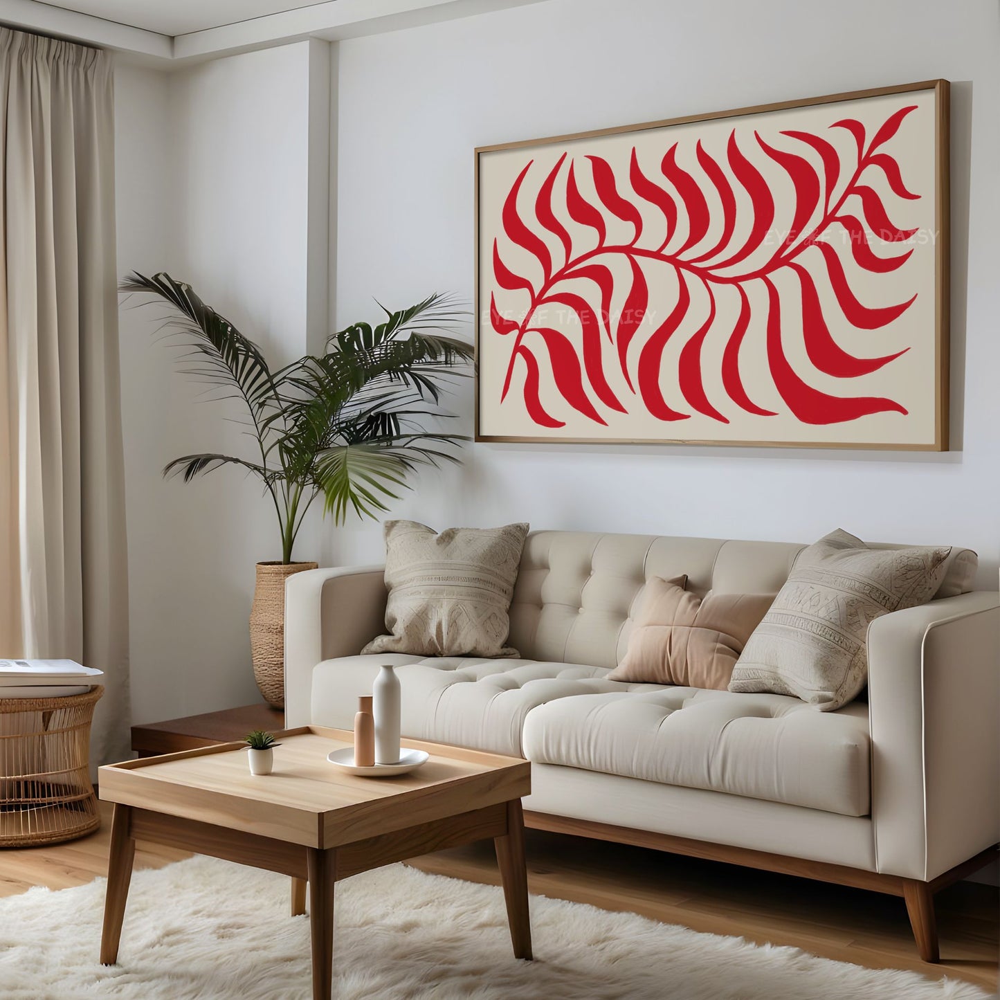 Red Abstract Leaf 4K TV Art | Contemporary Scandi Botanical Art for TV Screen