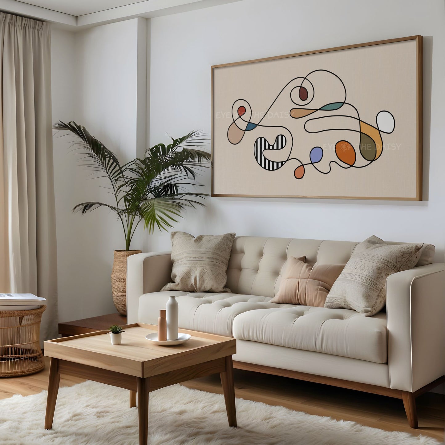 Mid Century Modern Abstract 4K TV Art | Minimal Scribble Line Art for TV Screen