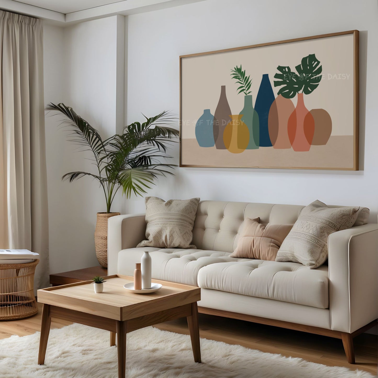 Earth Tone Boho Vases 4K TV Art | Modern Bohemian Plants in Pots Art for TV Screen