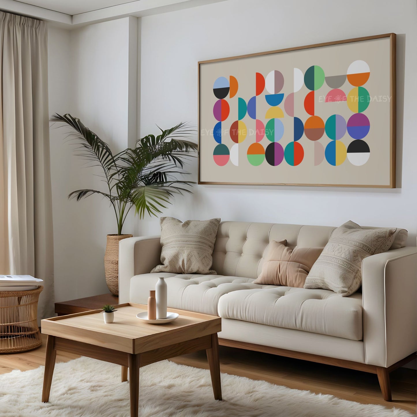 Bright Mid Century Modern 4K TV Art | Colourful Geometric Semi-Circles Art for TV Screen