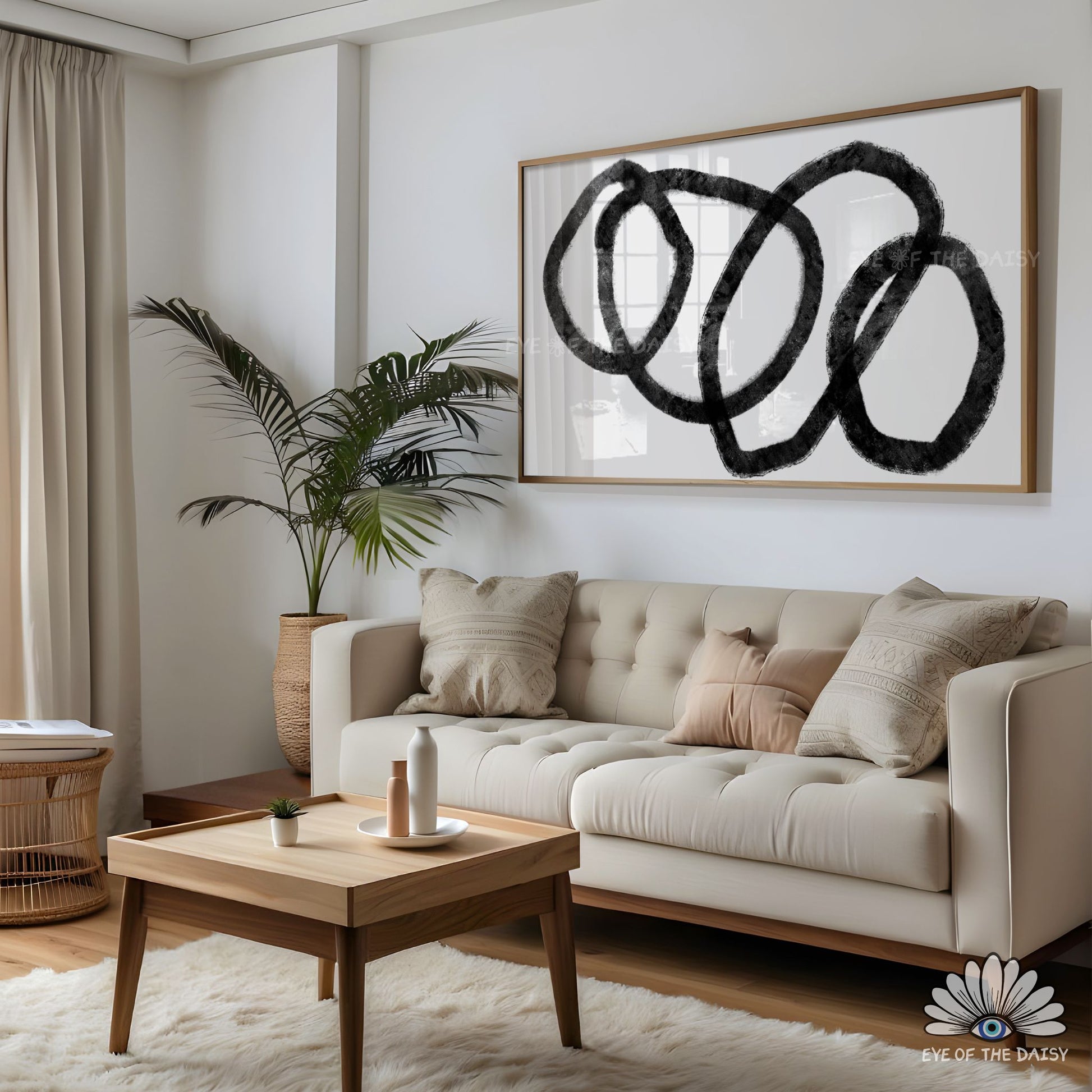 Minimal black and white abstract screensaver art 4K TV art for modern minimalist living room decor