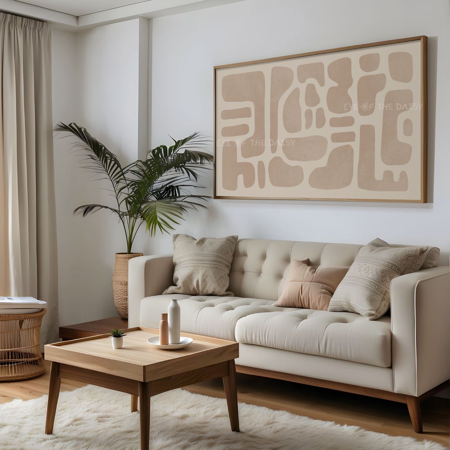 Beige Abstract Shapes 4K TV Art | Neutral Tone Modern Boho Art for TV Screen