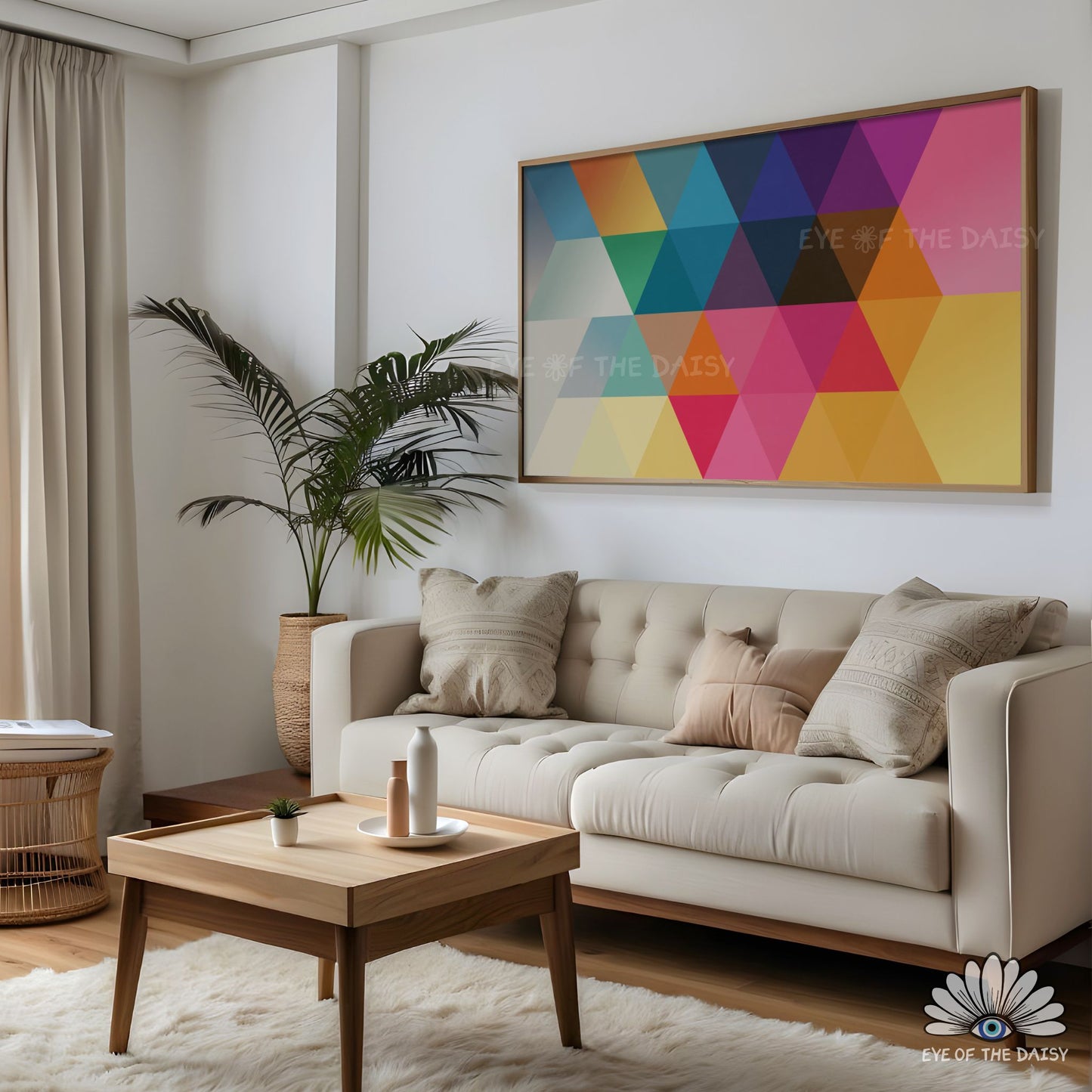 Bright multicolor geometric mid century modern abstract artwork designed for Frame TV art 4K screensaver display