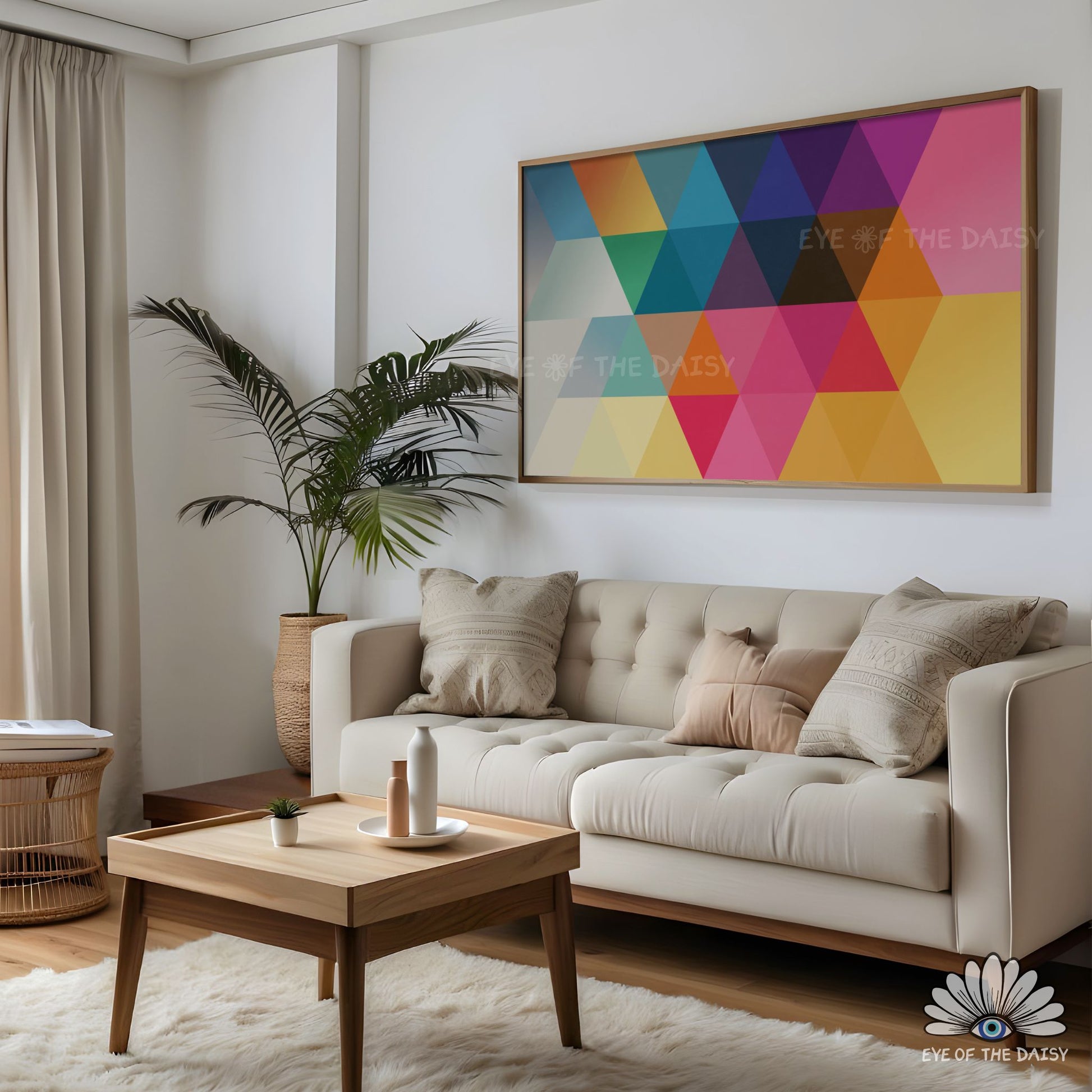 Bright multicolor geometric mid century modern abstract artwork designed for Frame TV art 4K screensaver display
