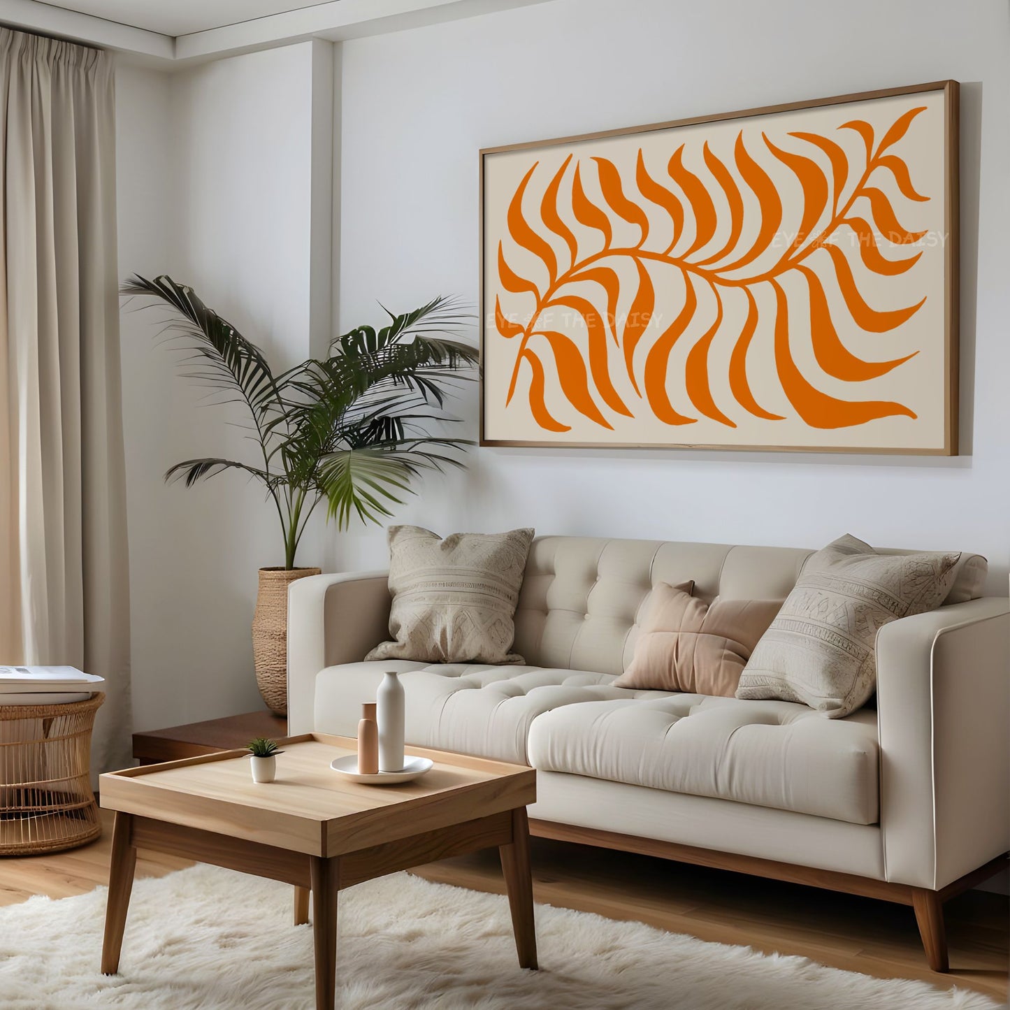 Orange Abstract Leaf TV Art 4K | Boho Modern Botanical 4K Art for TV Screen