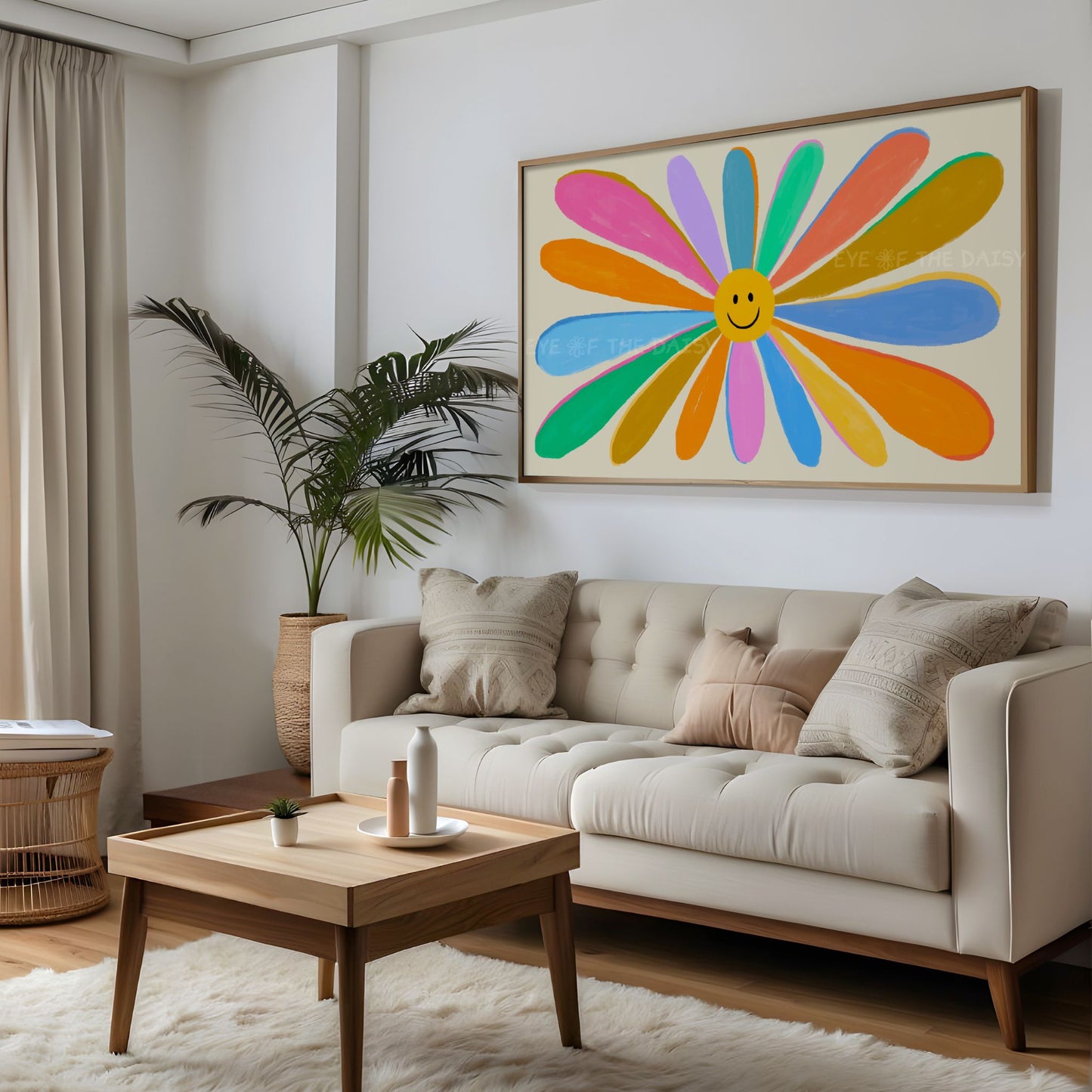 Retro Colourful Daisy 4K TV Art | Bright Vibrant Boho Flower 4K Art for TV Screen