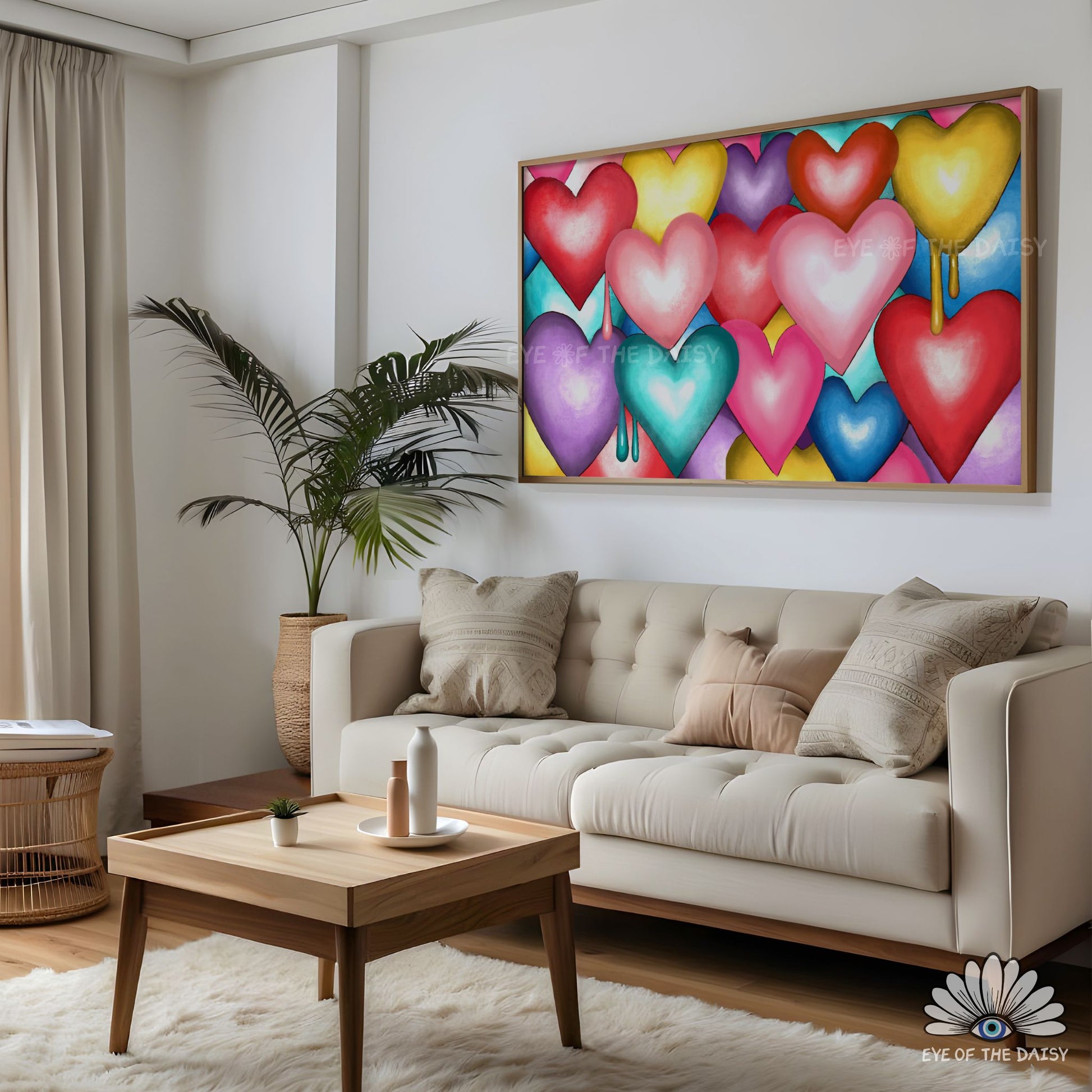 Bright vibrant hearts 4K TV art digital download for Frame TV decor