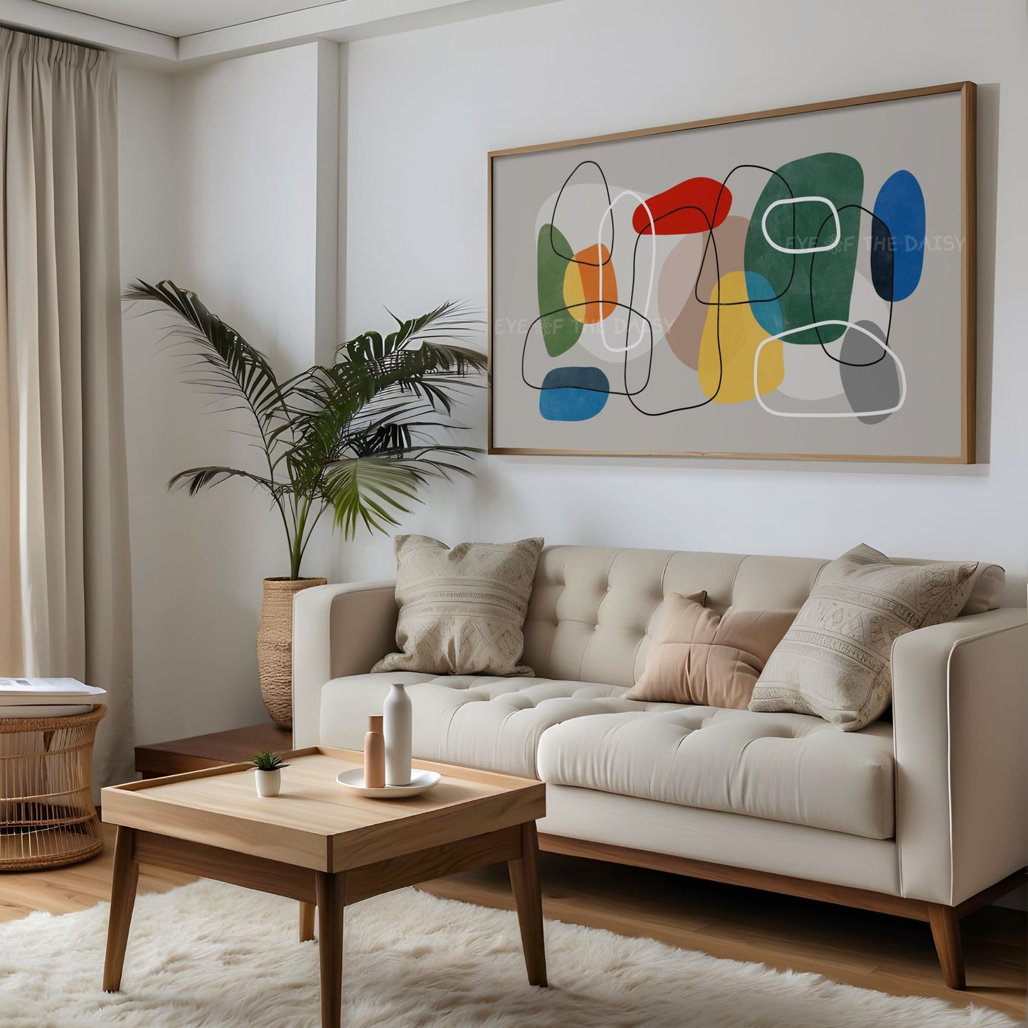 Green Red Blue Yellow Grey Abstract 4K TV Art | Primary Colours Mid Century Modern TV Art