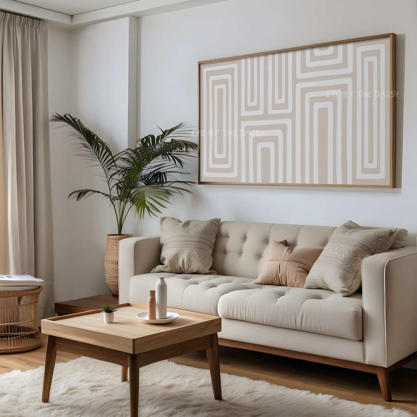 Beige White Minimal Geometric Abstract 4K TV Art | Neutral Contemporary Boho TV Art 4K