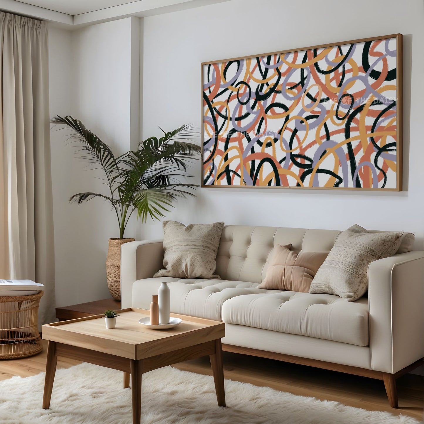 Brown Beige Black Contemporary Abstract 4K TV Art | Earth Tone Digital Painting 4K TV Art