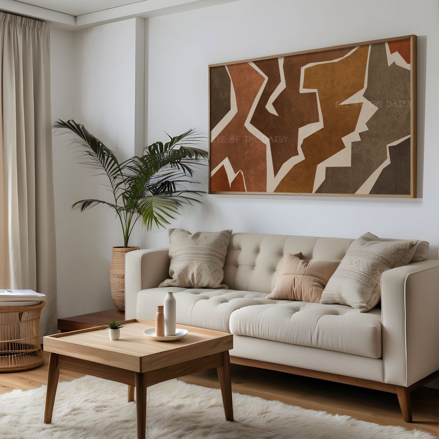 Brown Tan Grey Boho Abstract 4K TV Art | Geometric Animal Print Art for TV Screen