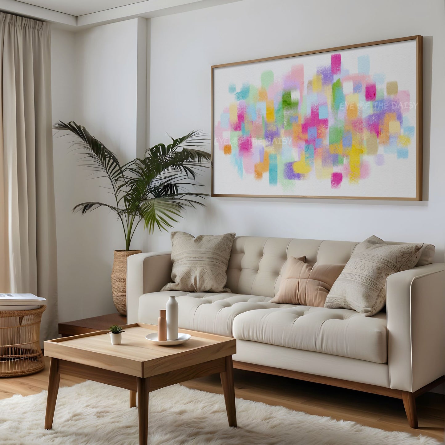 Pink Purple Green Yellow Abstract Expressionist 4K TV Art | Colourful Brushstrokes TV Art