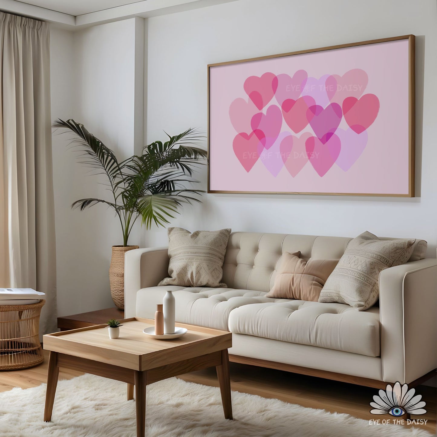 Whimsical Pink Hearts Printable Wall Art | Valentine’s Day Print Digital Download | Cute Dopamine Decor Poster