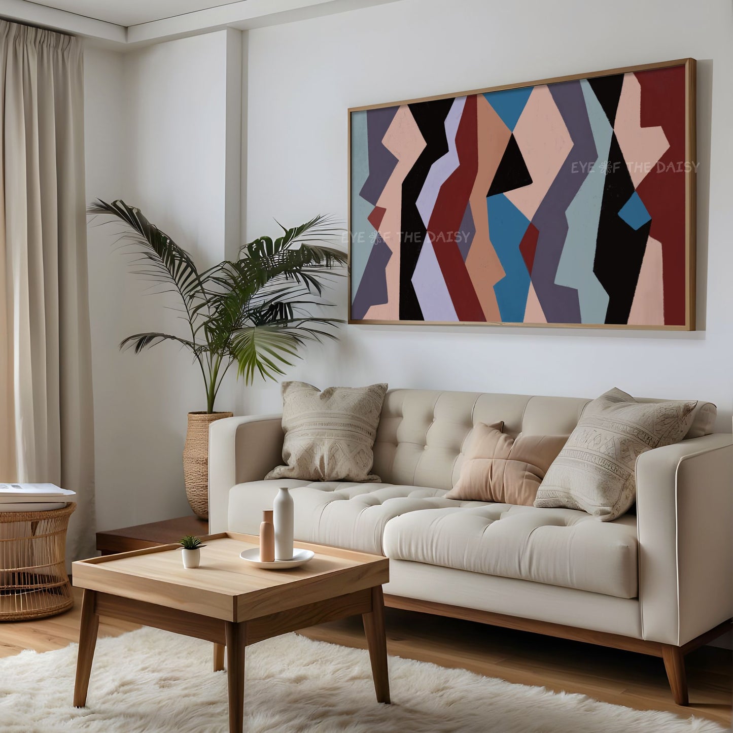 Mid Century Modern TV Art 4K | Neutral Tone Bauhaus Artwork for TV Screen 4K