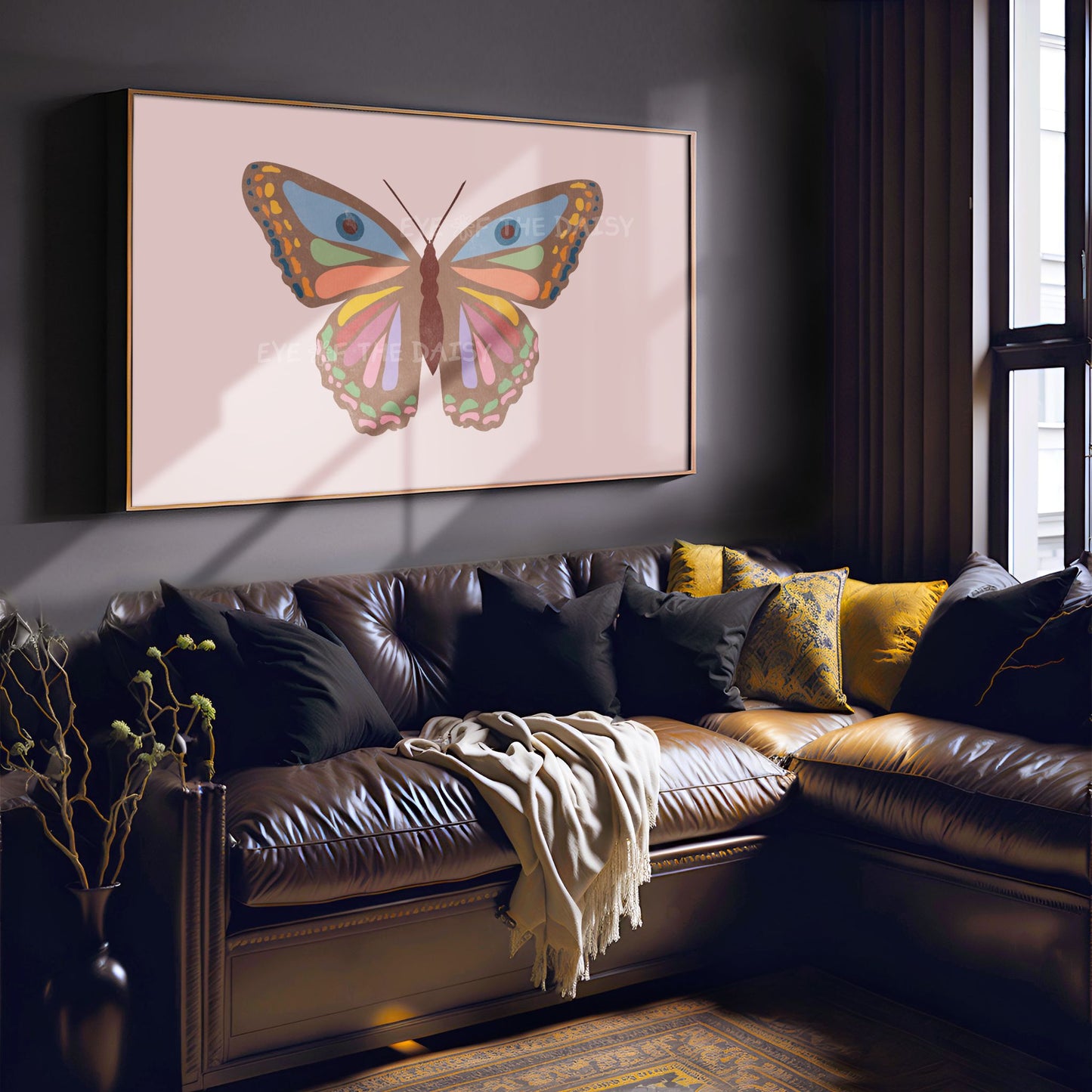 Abstract Butterfly 4K TV Art |  Blush Pink Eclectic Boho Butterfly Art for TV Screen