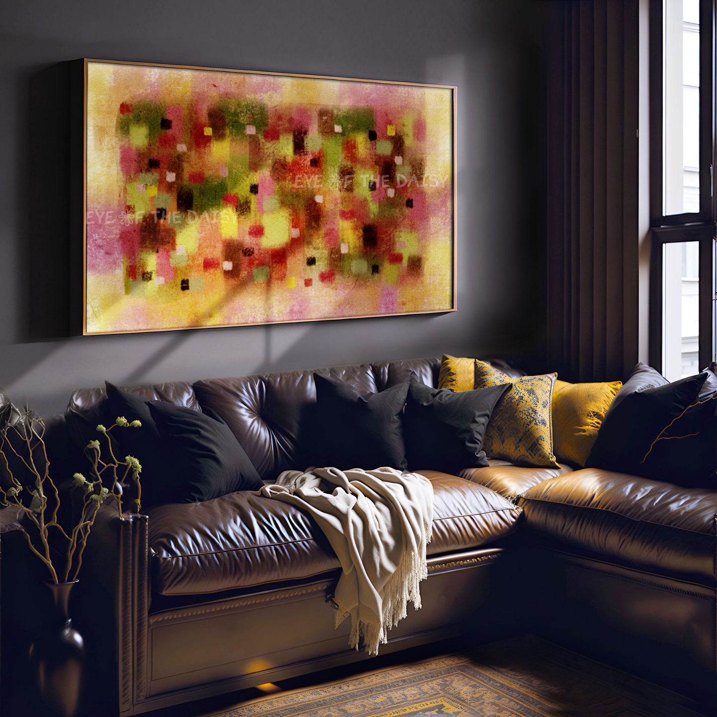Maroon Mustard Olive Green Abstract Expressionist 4K TV Art | Earth Tone Contemporary Art