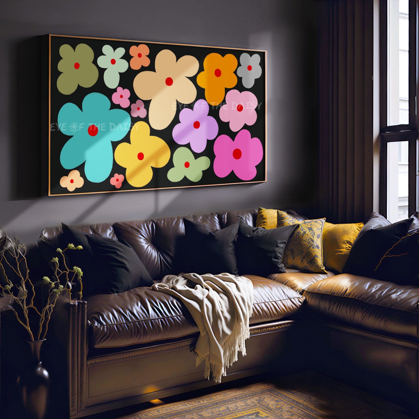 Colourful Retro Flowers 4K TV Art | Trendy Vibrant Botanical 4K Art for TV Screen