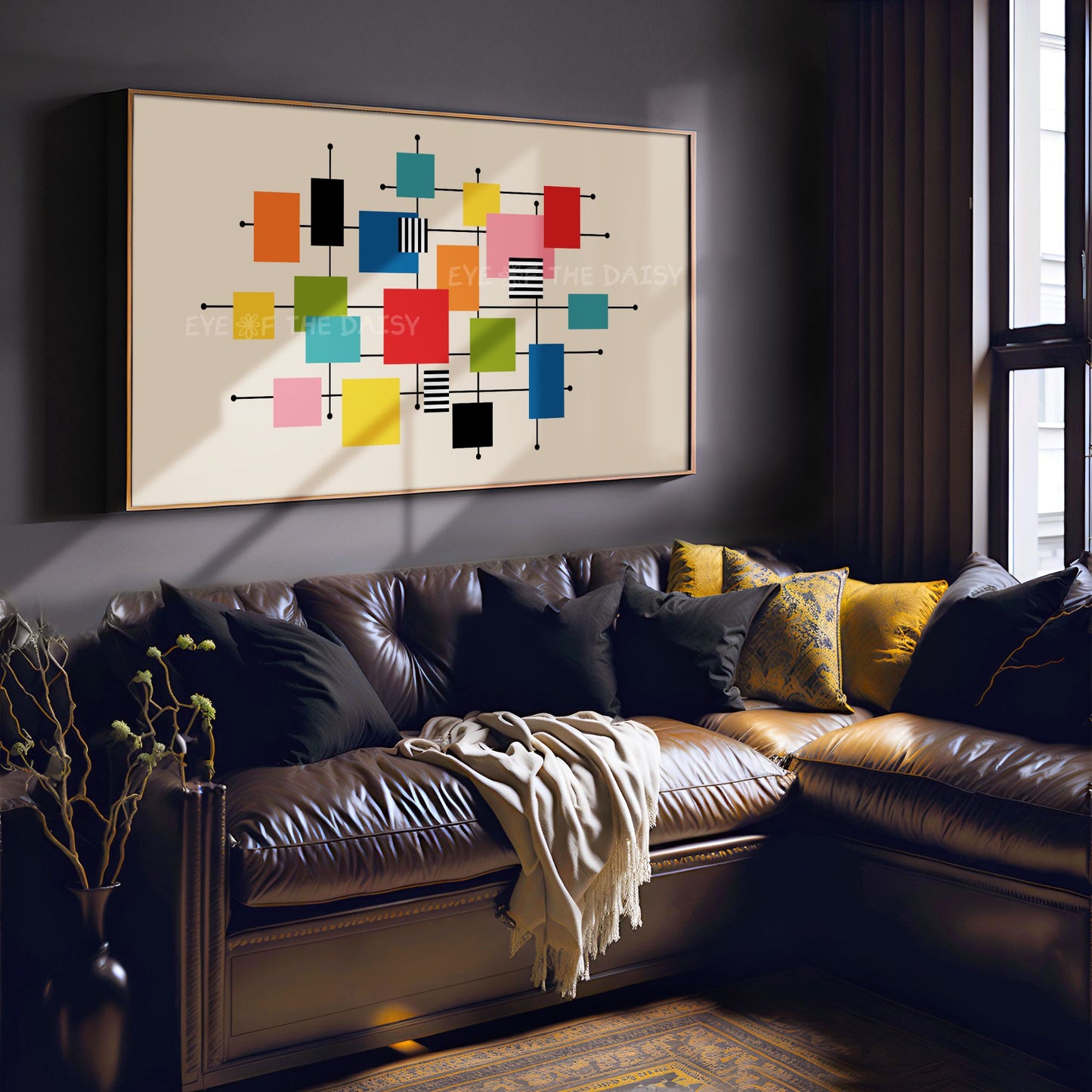 Mid Century Modern Geometric 4K TV Art | Colourful Squares Abstract TV Art 4K