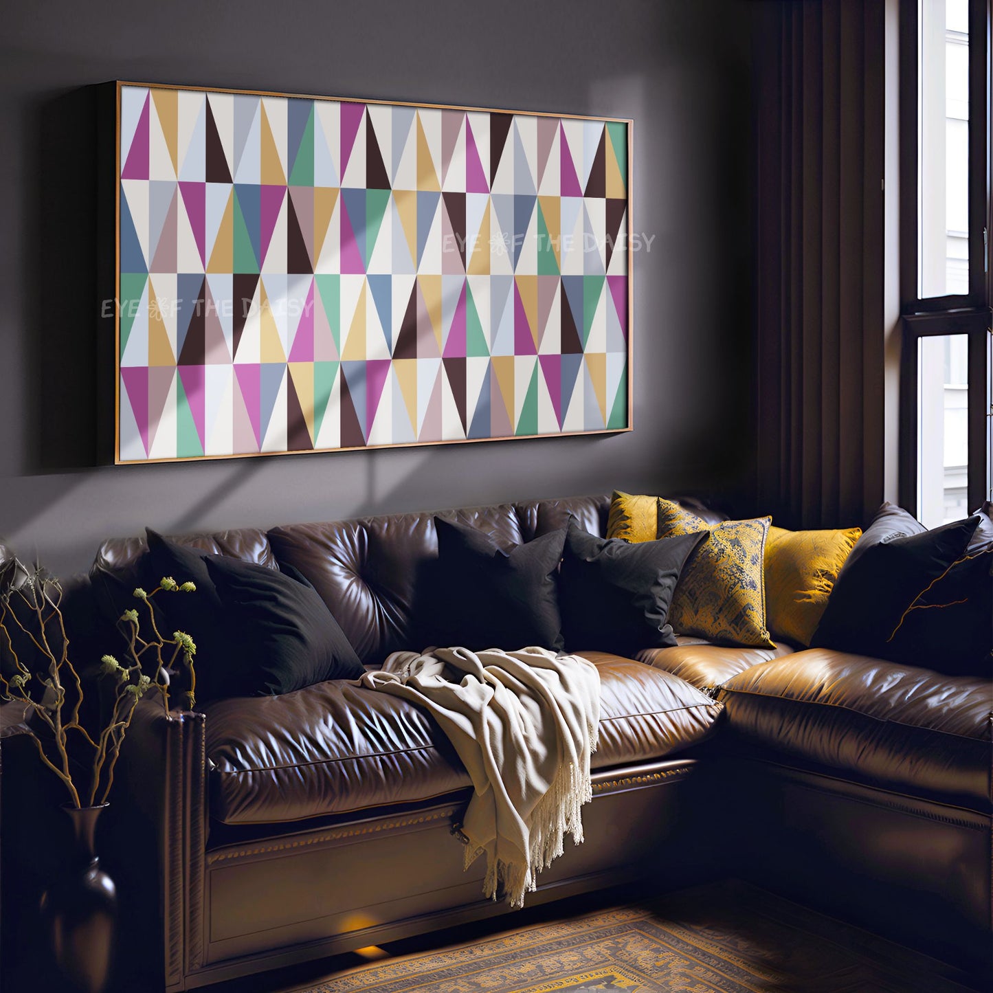 Purple Green Gold Blue Geometric Abstract 4K TV Art | Contemporary TV Artwork 4K