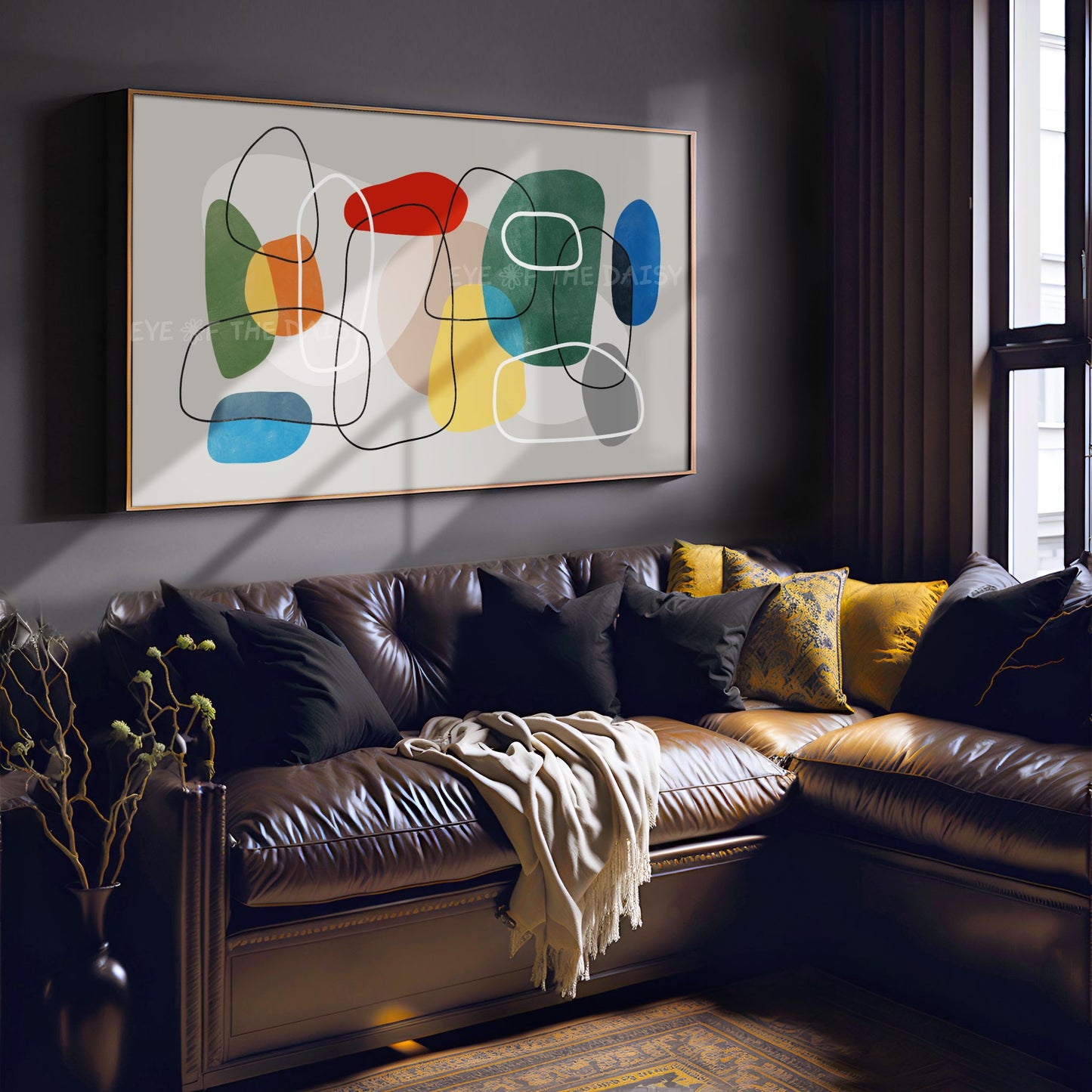 Green Red Blue Yellow Grey Abstract 4K TV Art | Primary Colours Mid Century Modern TV Art