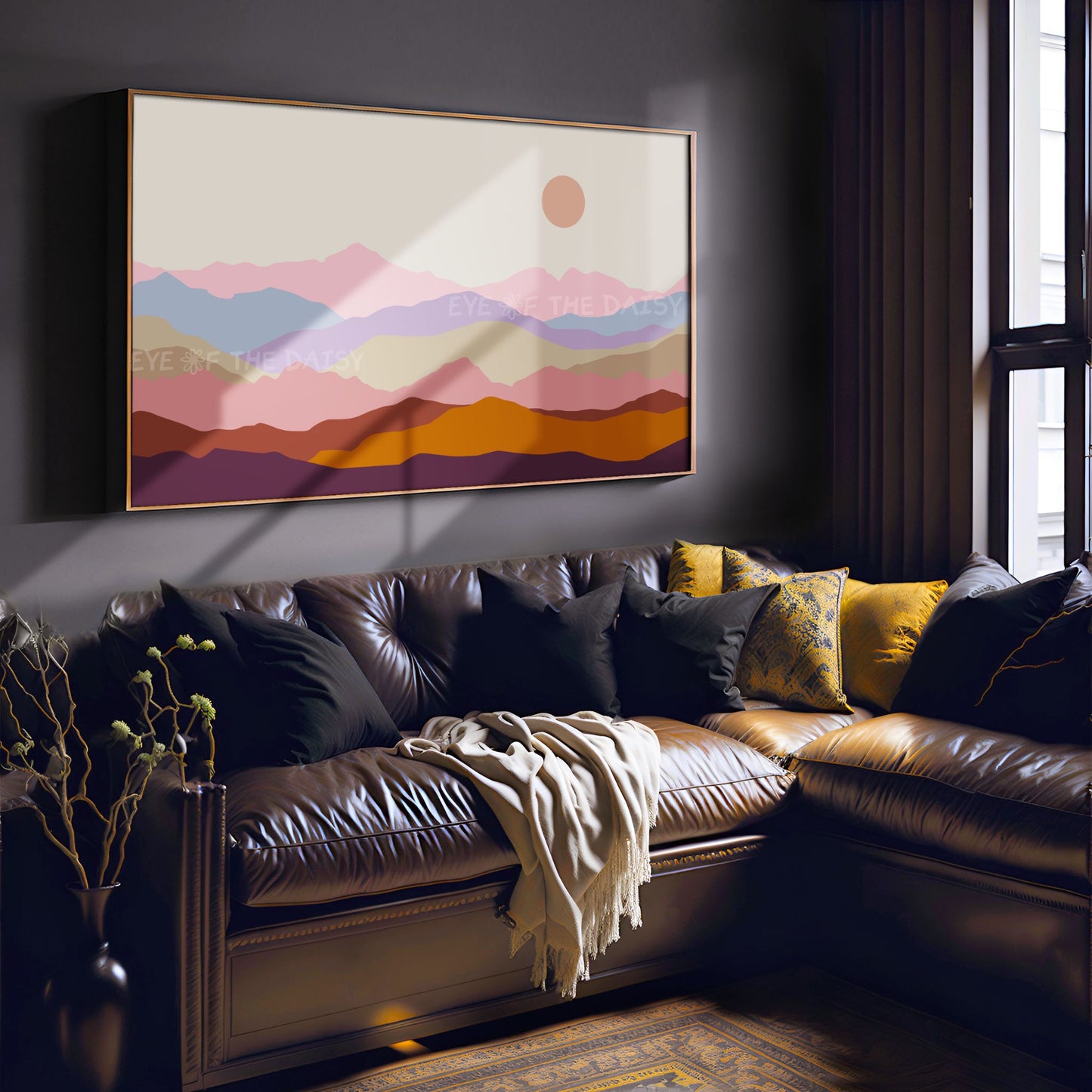 Boho Mountain Landscape TV Art 4K | Mid Century Modern 4K Art for TV Screen