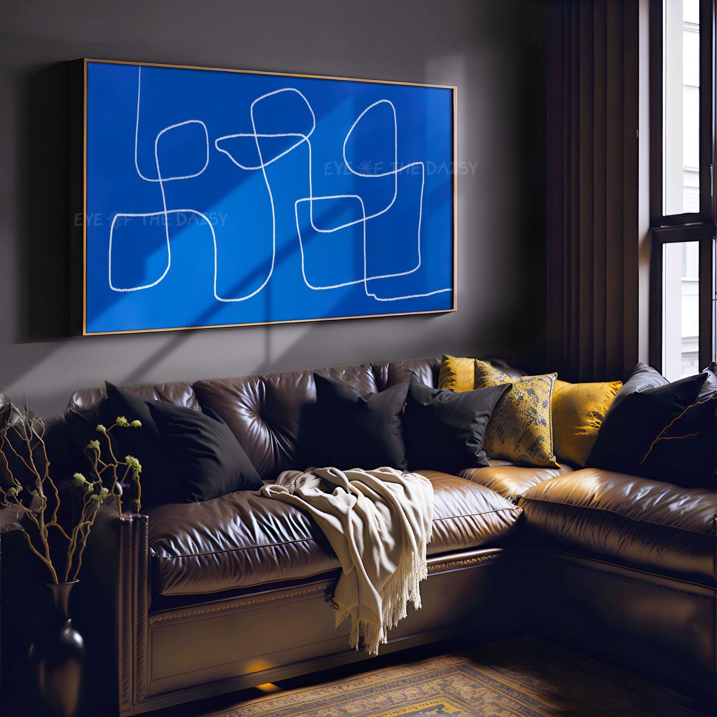 Royal Blue Modern Abstract 4K TV Art | Vibrant Blue Contemporary Line Art for TV Screen