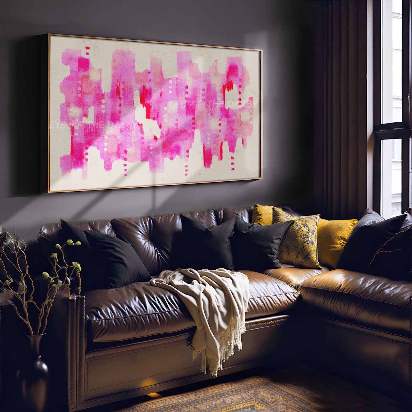Bright Pink Beige Abstract Expressionist 4K TV Art | Vibrant Contemporary Digital Painting